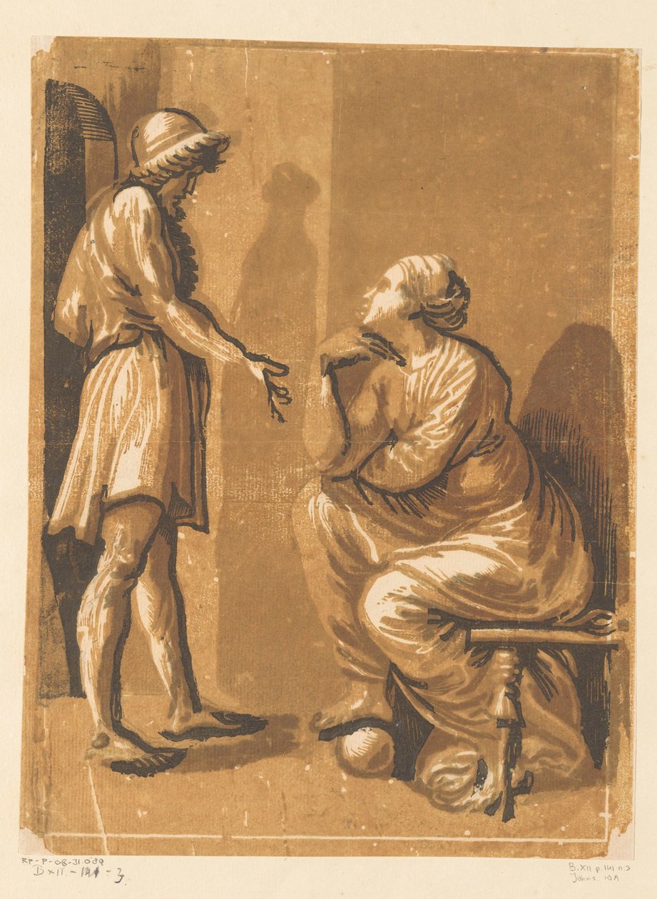 Ayakta duran adam ve oturan kadın Sanatçı Raphael ve metresi by Anonymous