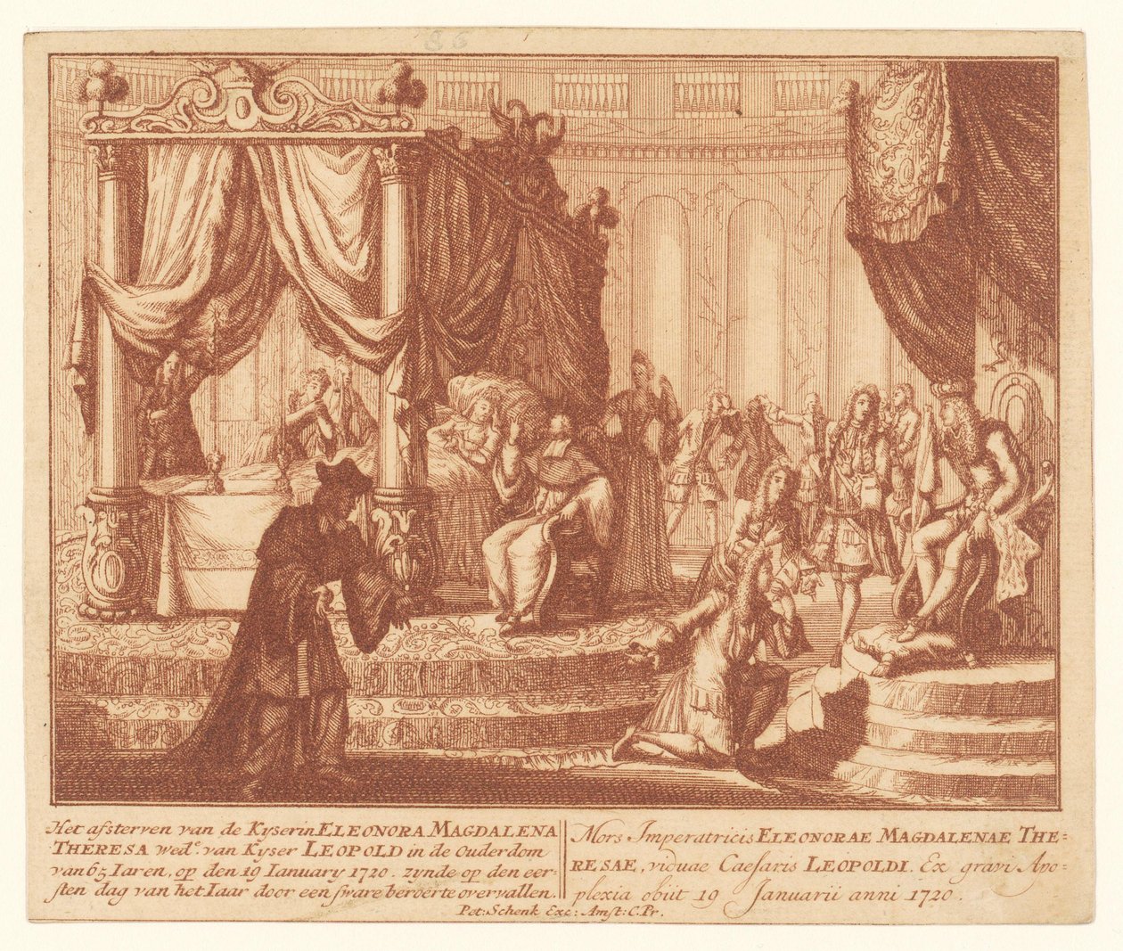 Pfalz-Neuburg İmparatoriçesi Eleanor'un ölüm döşeği, 19 Ocak 1720 Kyserin Eleonora Magdalena Theresa woad'ın ölümü. 65 Yaşındaki Kyser Leopold'un Iaren (...) (nesnedeki başlık) by Anonymous