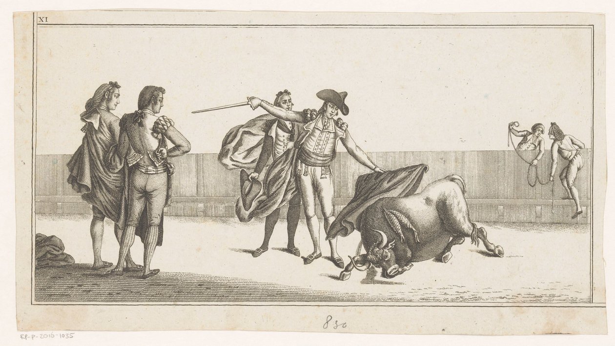 Bir matador tarafından boğa sokulmuş Coleccion de las Principales suertes de una corrida de toros (nesne üzerinde dizi başlığı) Boğa güreşindeki en önemli manevraların toplanması (dizi başlığı) by Anonymous