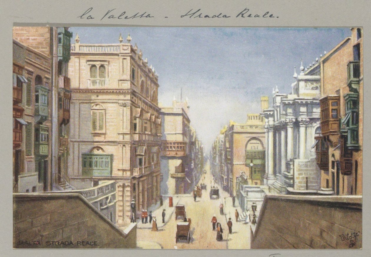 Valletta Malta'da Strada Reale, Strada Reale (nesne üzerindeki başlık) by Anonymous
