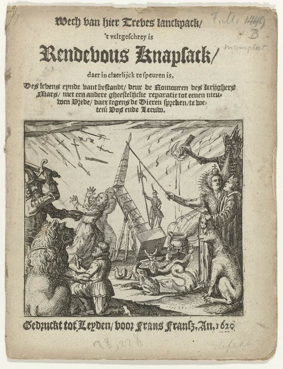 Broşürün başlık sayfası: Rendevous Sırt Çantası, 1620 by Anonymous