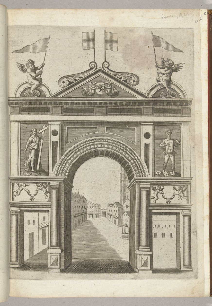 Alegorik Figürlü Zafer Kapısı ve Altın Post Nişanı Zinciri ile Putti, 1594 by Anonymous