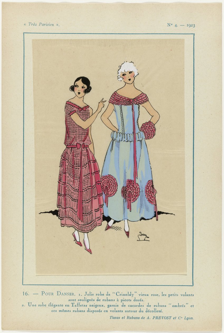 Çok Parisli, 1923, No. 4: 16. - DANS İÇİN. 1. Oldukça Crisseldy elbise... by Anonymous