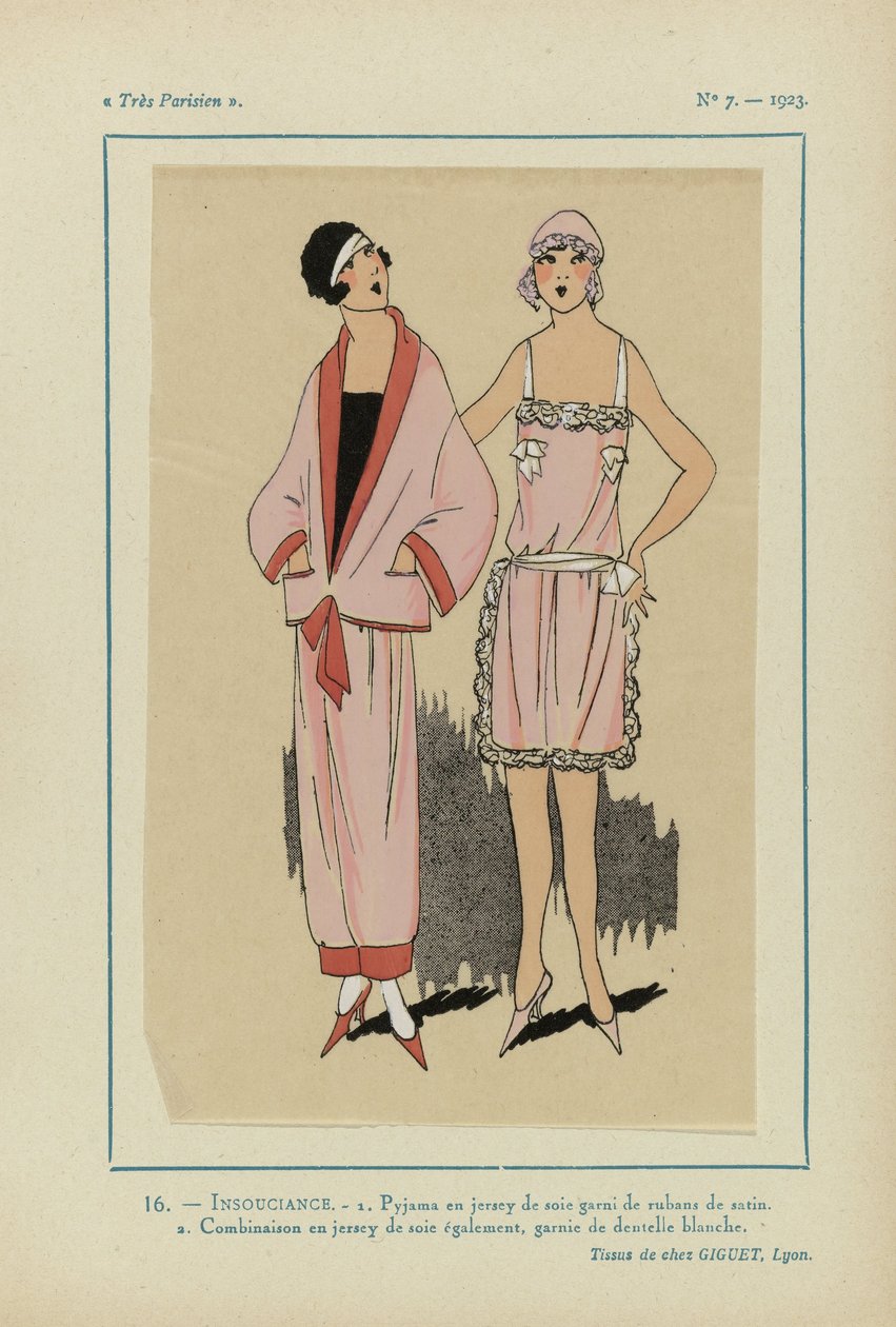 Çok Parisli, 1923, No 7: 16.- DİKKATLİLİK. - 1. İpek jarse pijama... by Anonymous