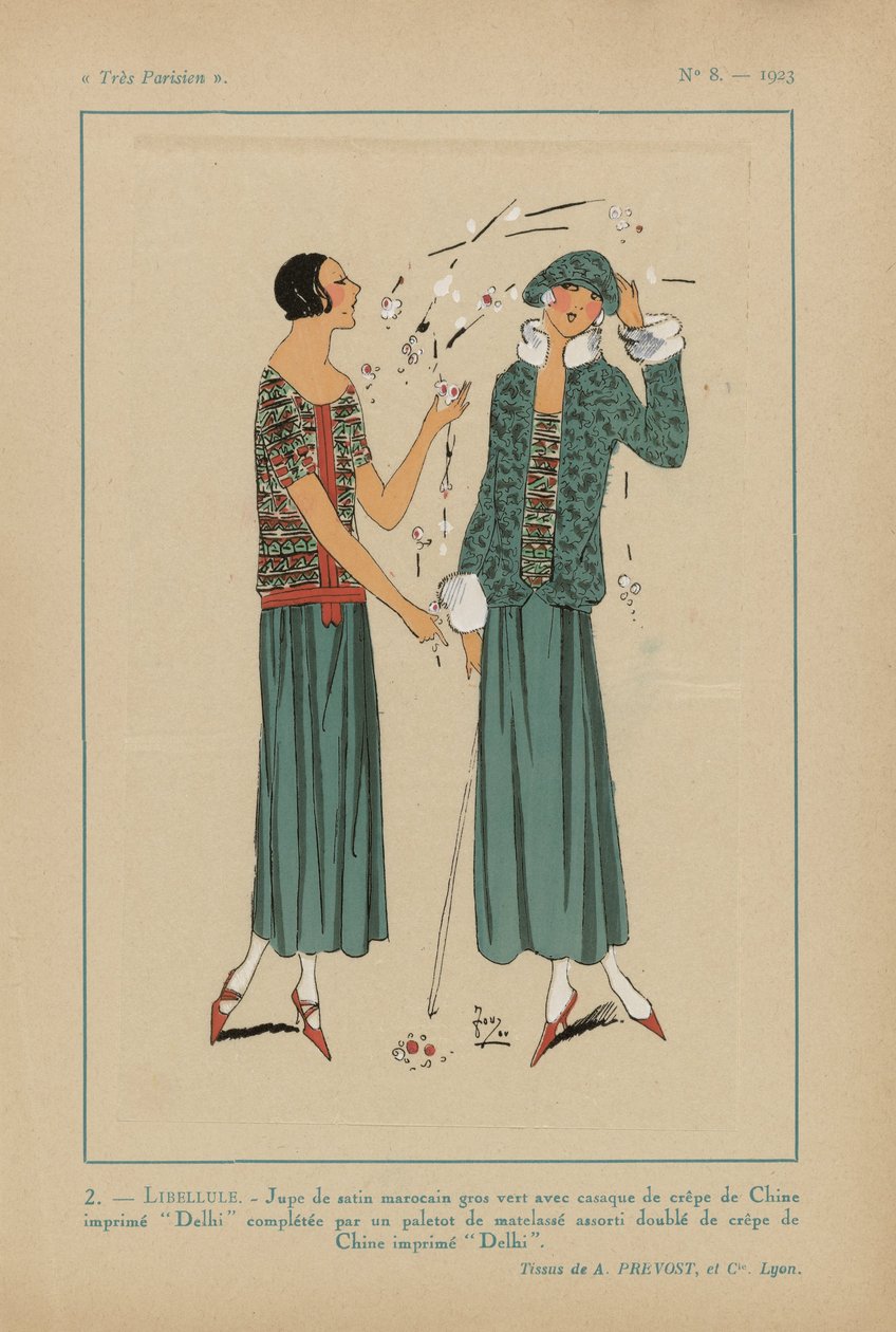 Çok Parisli. Moda, Şık, Çok Parisli Zarafet, 1923, No 8: 2.- DRAGONFLY. / Fas saten etek... by Anonymous