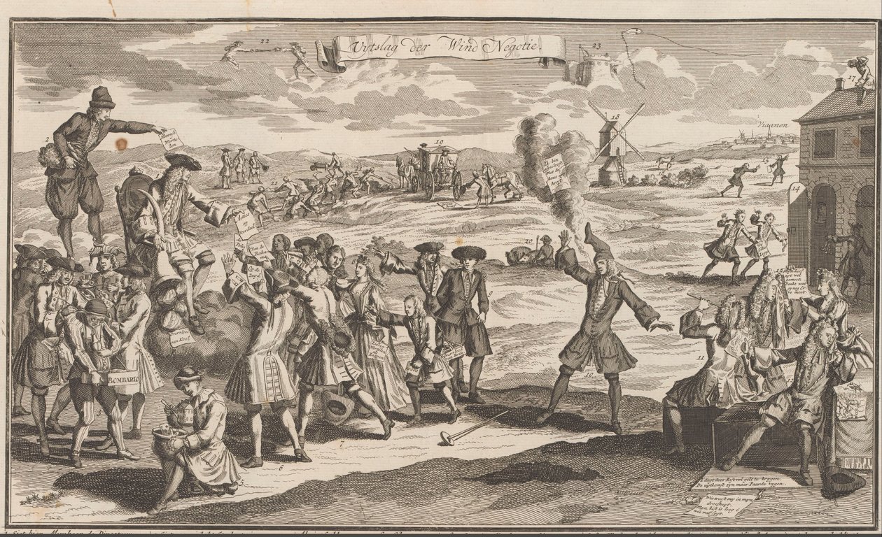Rüzgar ticaretinin sonucu, 1720 Uytslag der Wind Negoti (nesne üzerindeki başlık) Deliliğin Büyük Sahnesi (dizi adı) by Anonymous