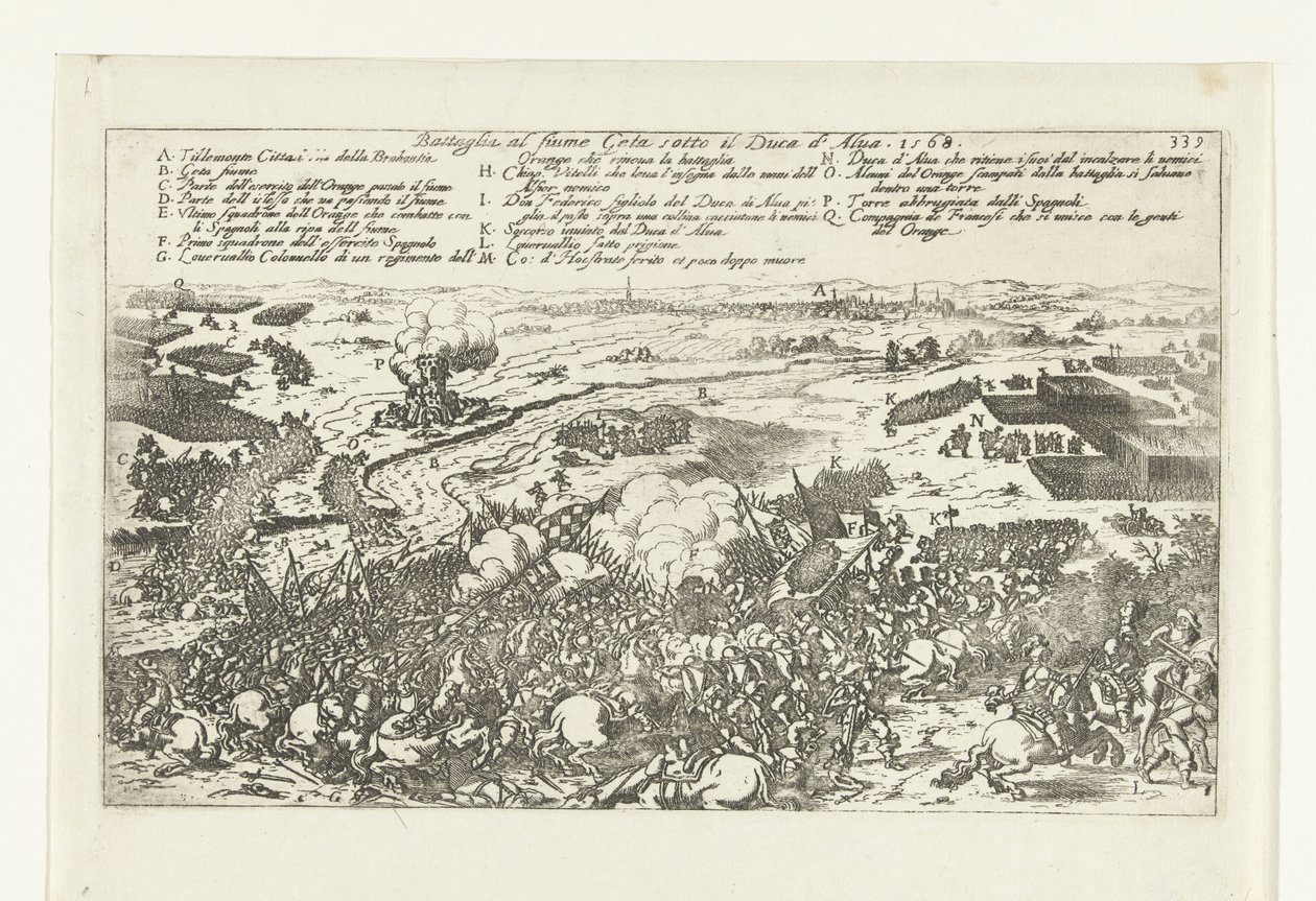 Veldslag aan de rivier de Gete, 1568 Alva Dükü altında Geta Nehri Savaşı. 1568 (nesne üzerindeki başlık) by Anonymous