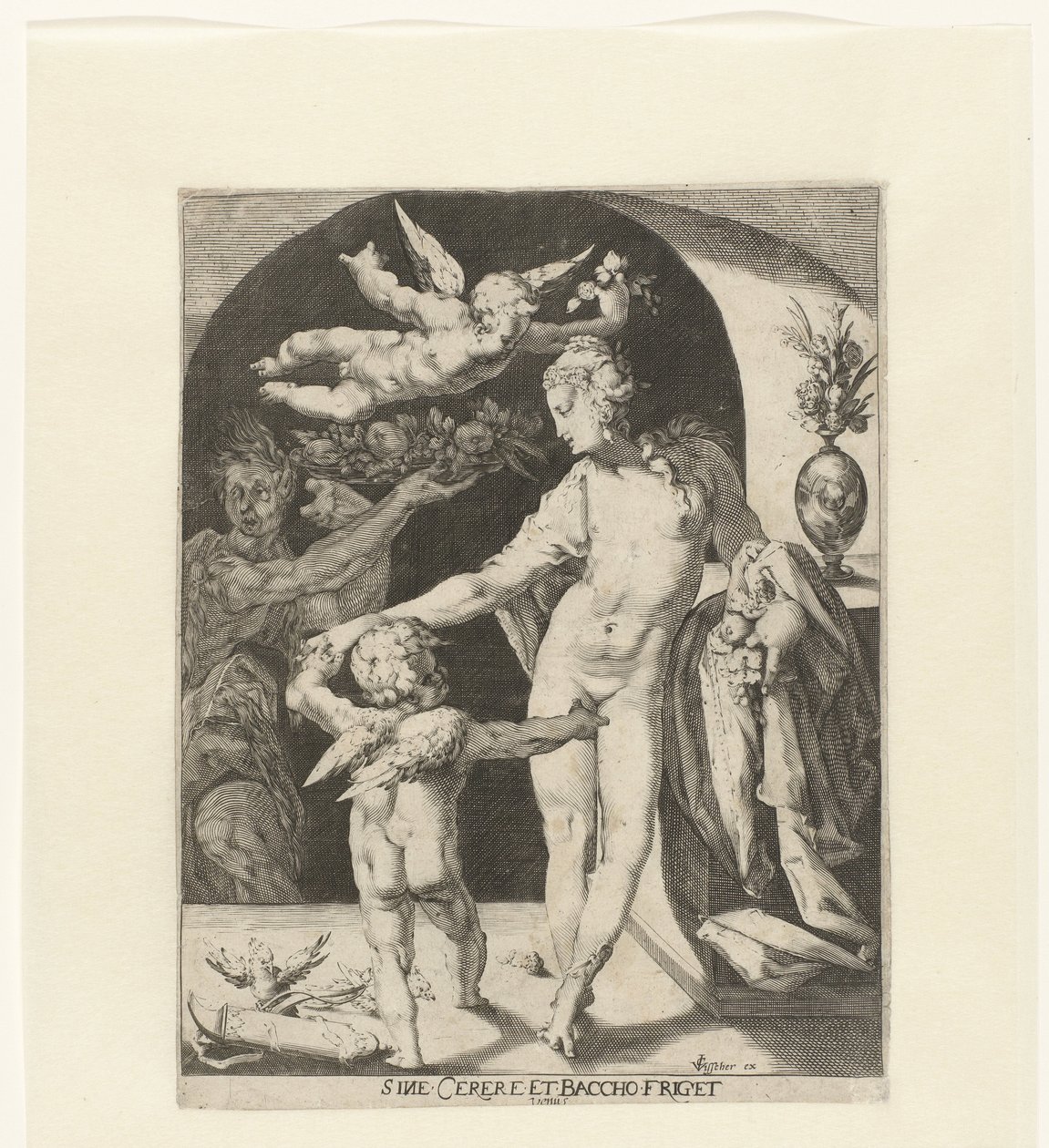 Venüs, Amor en een faun ile tanıştı Venüs, Ceres ve Bacchus olmadan soğuktur (nesne üzerindeki başlık) by Anonymous