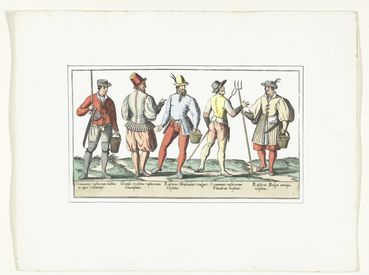 Mevcut moda ve biri eski moda giyinmiş dört köylü, 1580 dolayları Modlar Rustiques (nesne üzerindeki başlık) by Anonymous