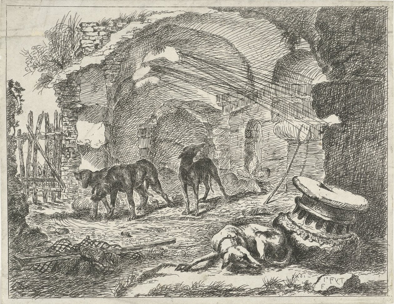 Bir harabede dört köpek Köpekler (dizi adı) by Anonymous
