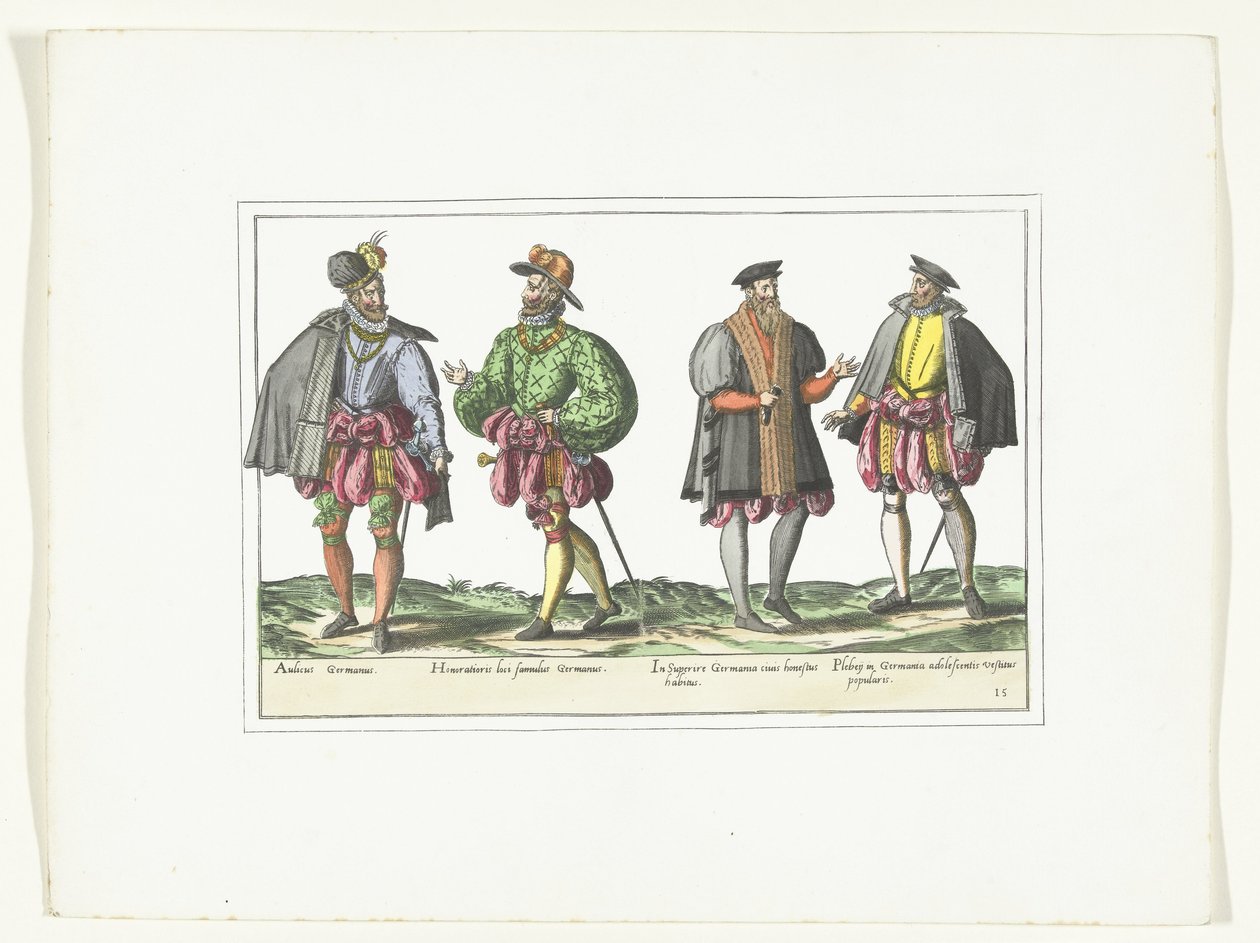 Alman Modasında Giyinmiş Dört Adam, 1580 dolayları Kostümler Allemands (nesne üzerindeki başlık) by Anonymous