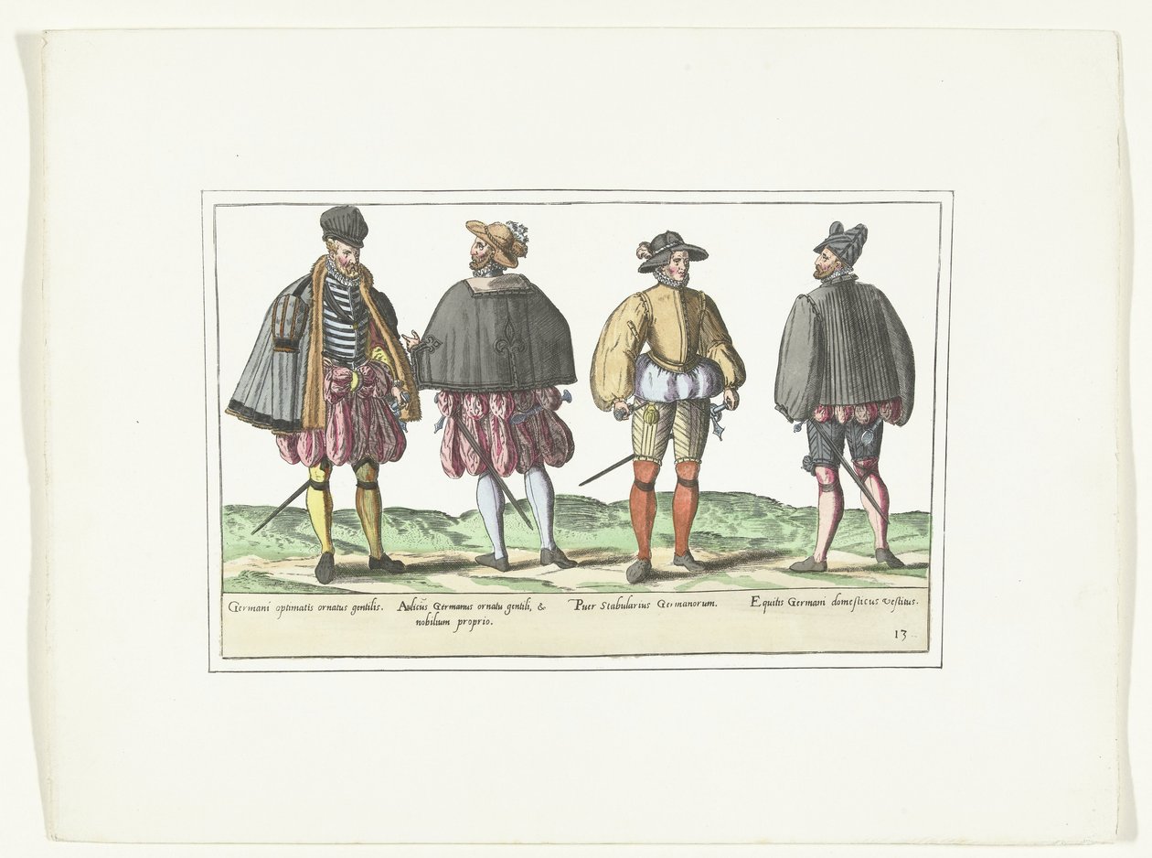 Alman Modasında Giyinmiş Dört Adam, 1580 dolayları Kostümler Allemands (nesne üzerindeki başlık) by Anonymous