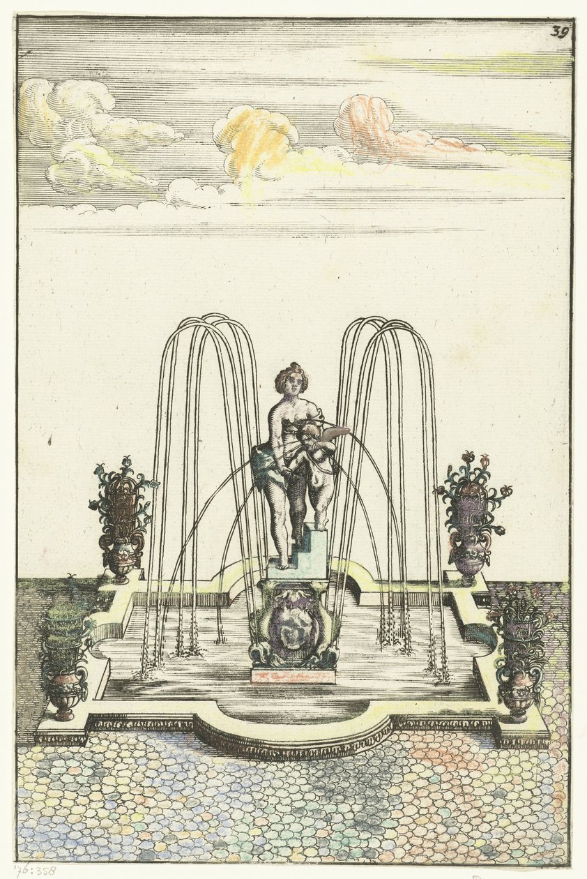 Yarım daire biçimli çıkıntılara sahip kare lavabo Architectura Curiosa Nova (dizi adı) by Anonymous
