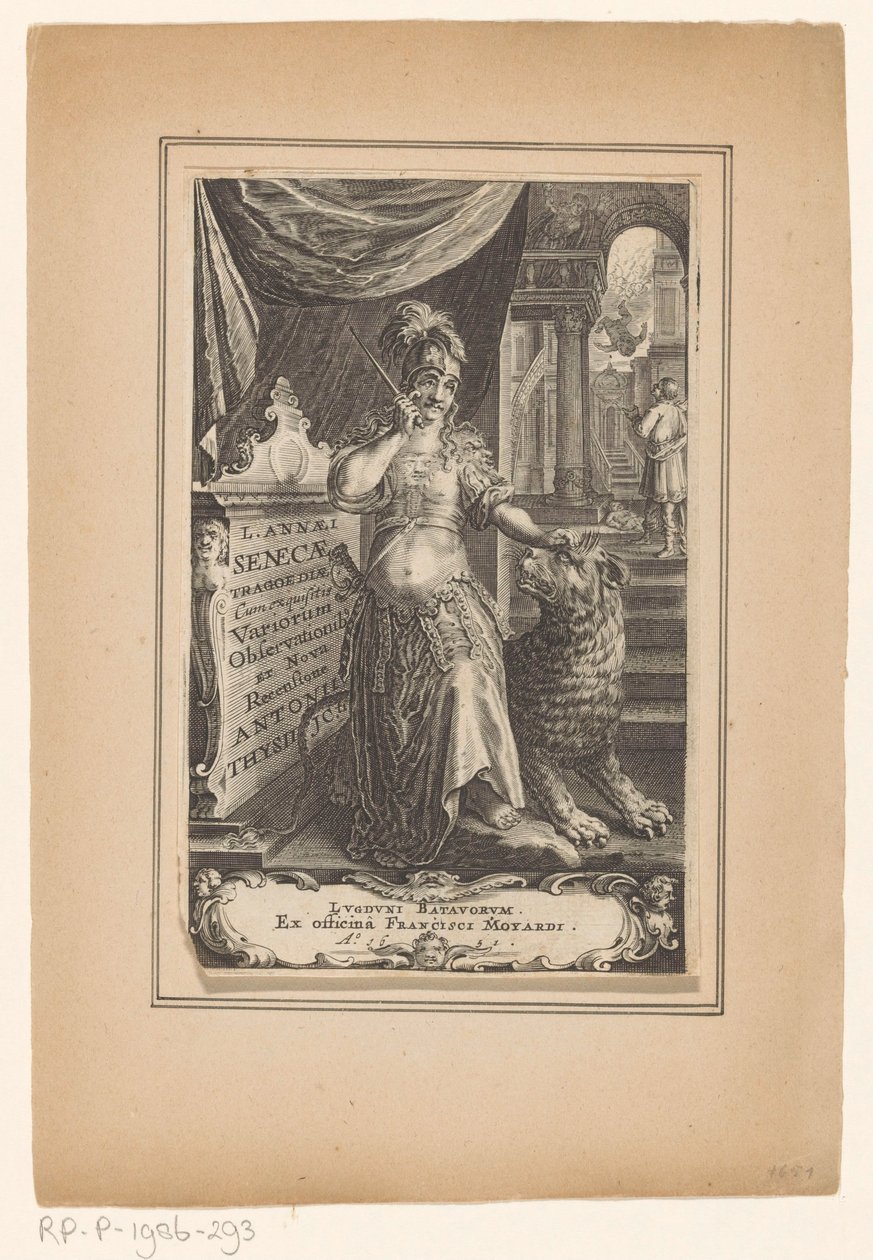 Vrouw met leeuw Başlık sayfası voor: Lucius Annaeus Seneca en Antonius Thysius, Lucius Annaeus Seneca, Tragedy, 1651 by Anonymous