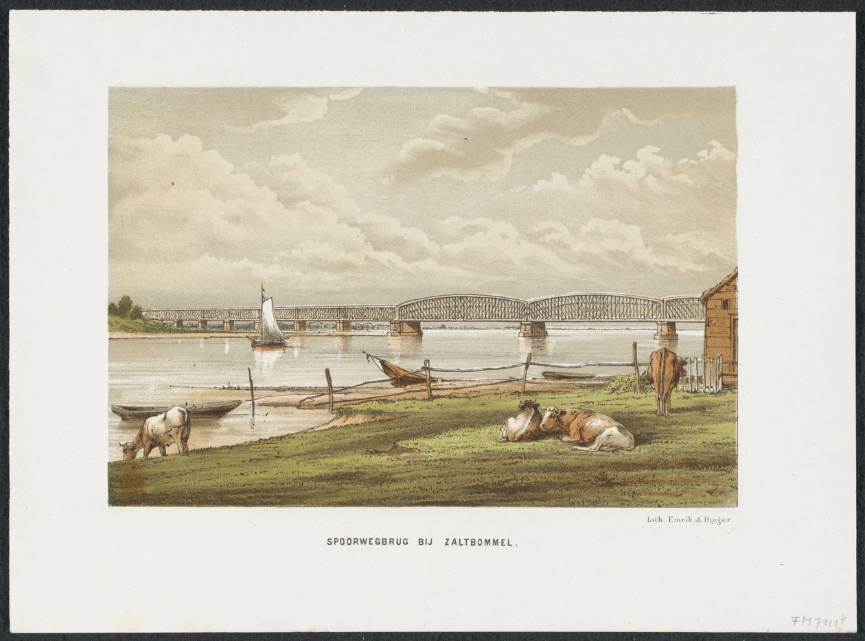 Zaltbommel yakınlarındaki Waal köprüsü, 1869 Zaltbommel
