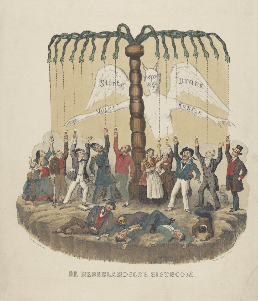 Aşırı içmeye karşı uyarı, 1867-1868 Hollanda Hediye Ağacı (nesne üzerindeki başlık) by Anonymous