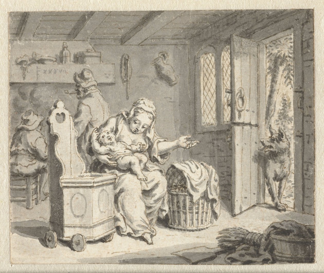 Kurt, Anne ve Çocuk Jean de la Fontaine'in Masalları'nın bir Baskısı için Çizimler için Tasarımlar (serinin adı) by Anonymous