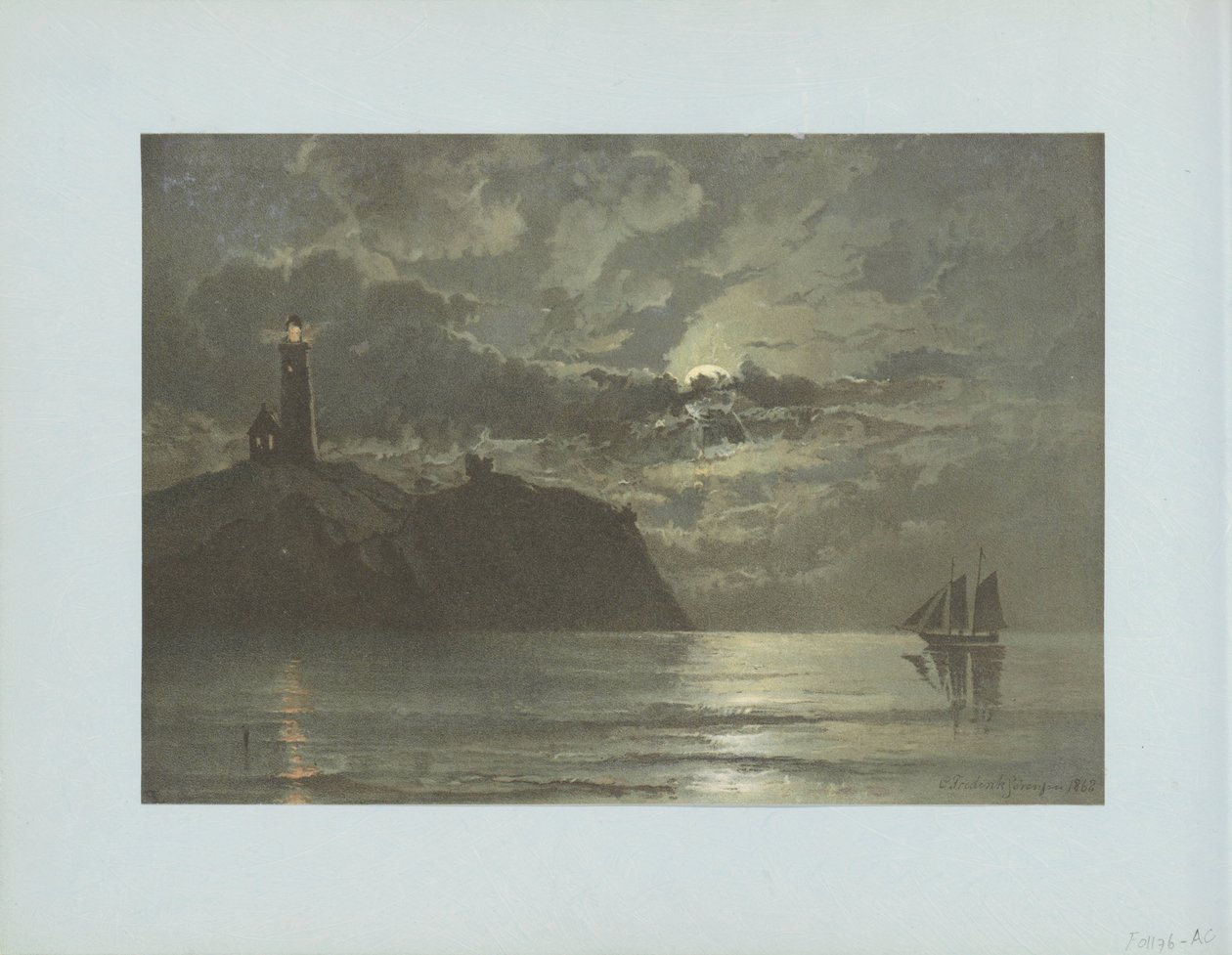 C. Frederick Sörensen'in bir tablosundan sonra deniz feneri ile deniz manzarası by Anonymous