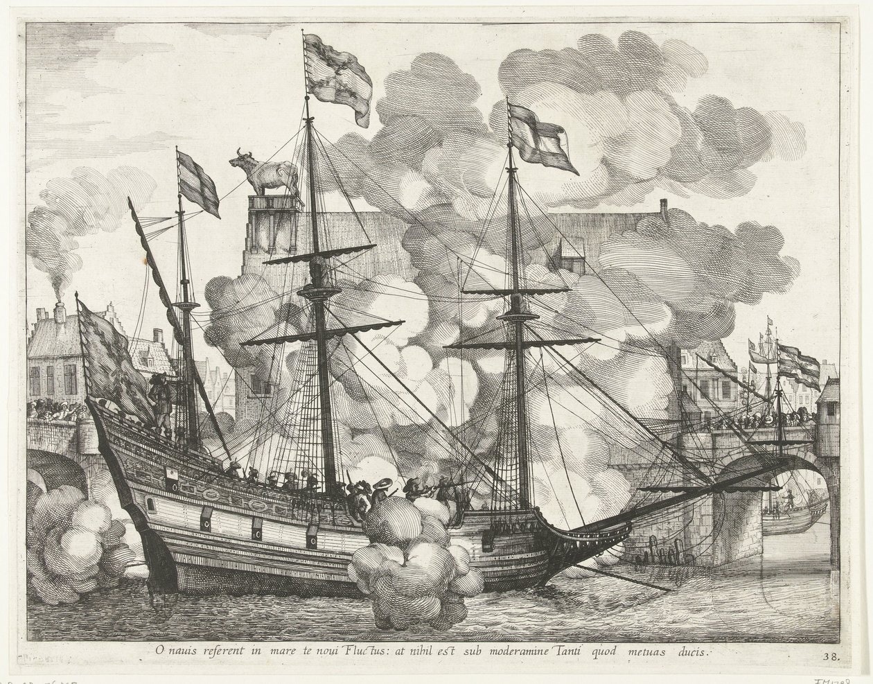 Zeilschip, naar rechts; intocht van Ferdinand te Gent, 1635 (nr. 38) Ey gemi, yeni dalgalar seni tekrar denize getirecek: ama o kadar büyük bir liderin yönetiminde korktuğun hiçbir şey yok (nesne üzerindeki başlık) Diğer denizcilerin muzaffer gemisi by Anonymous