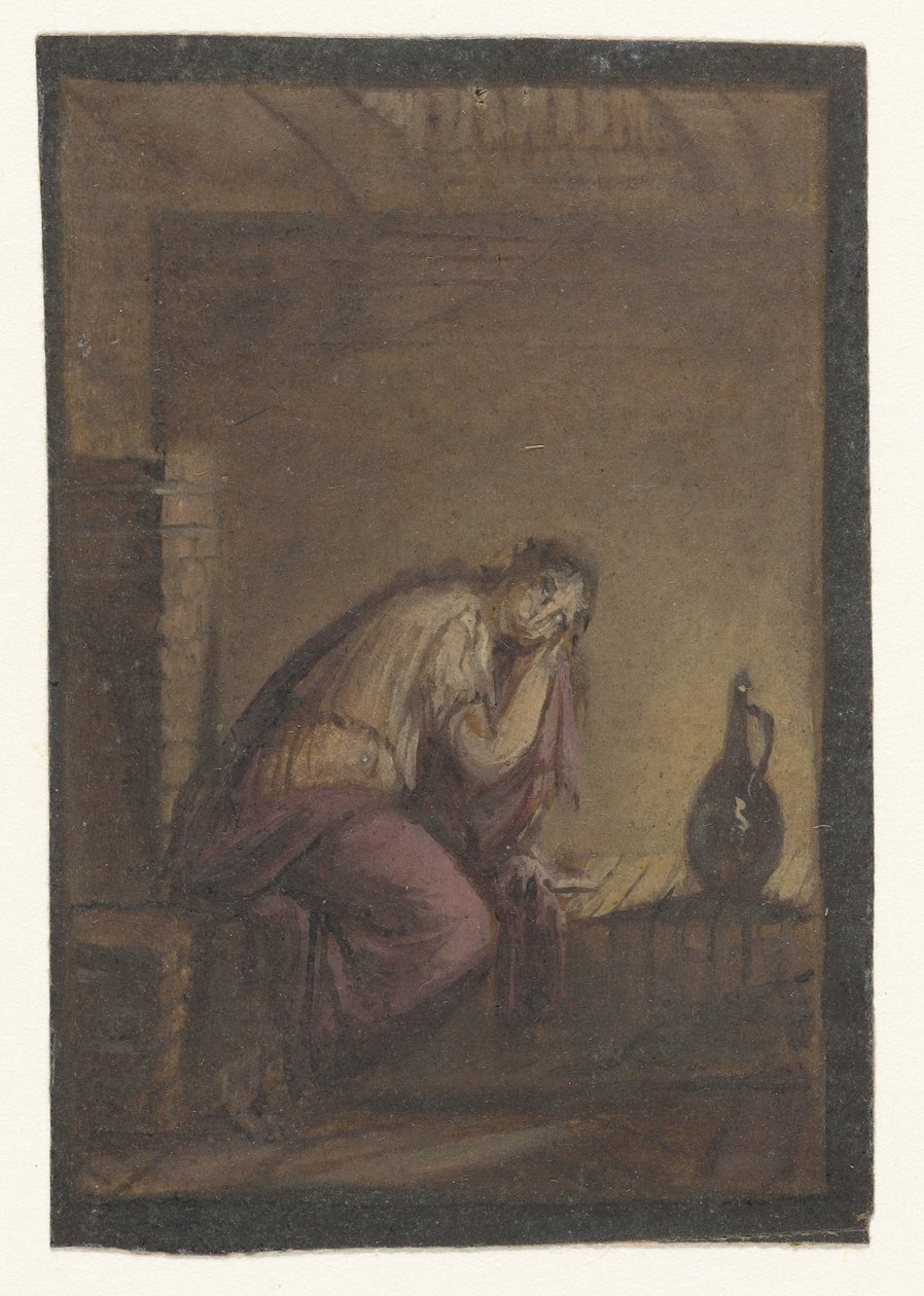 Sürahi ile oturan kadın by Anonymous