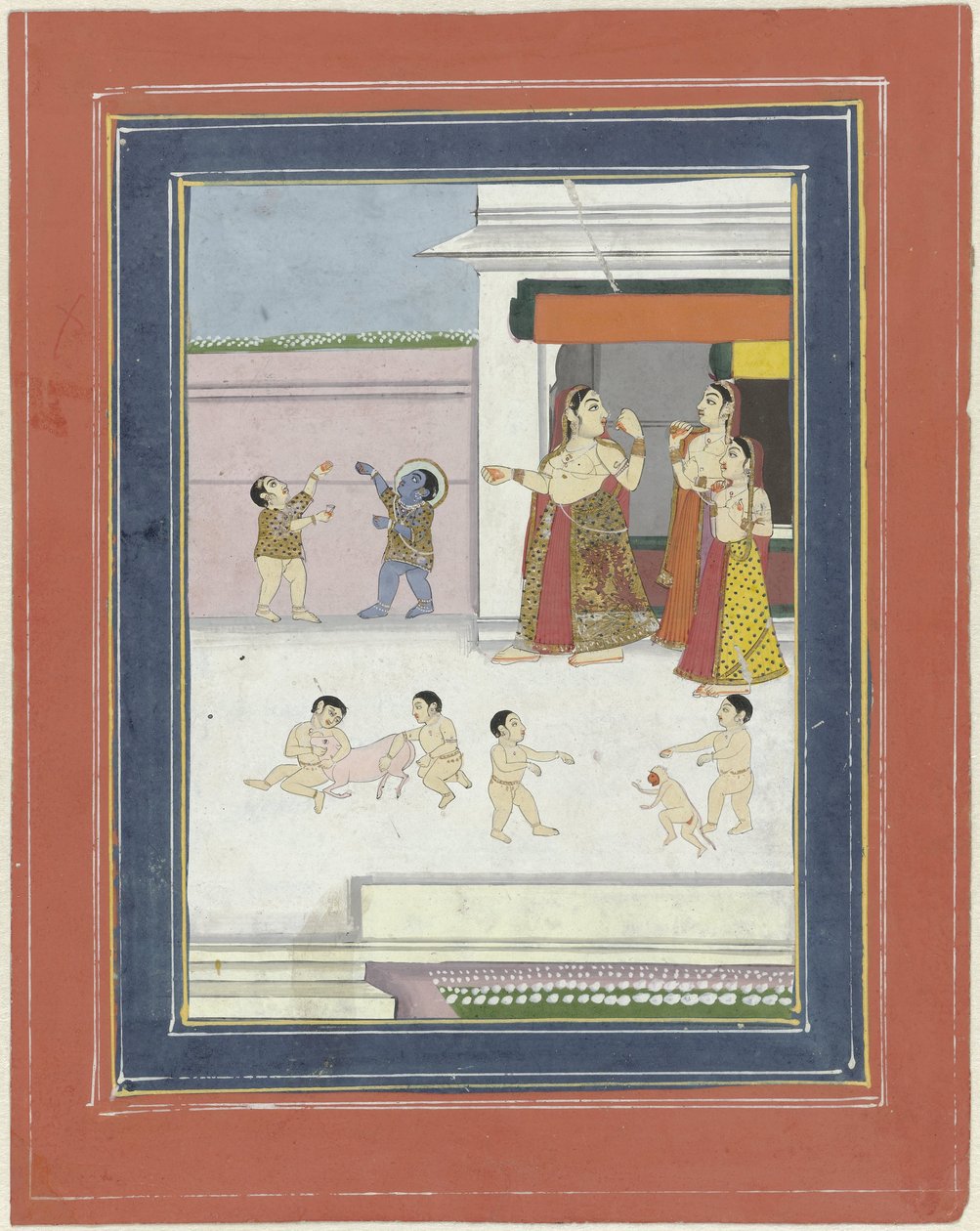 Krishna ile oynayan üç kadın ve çocuk by Anonymous