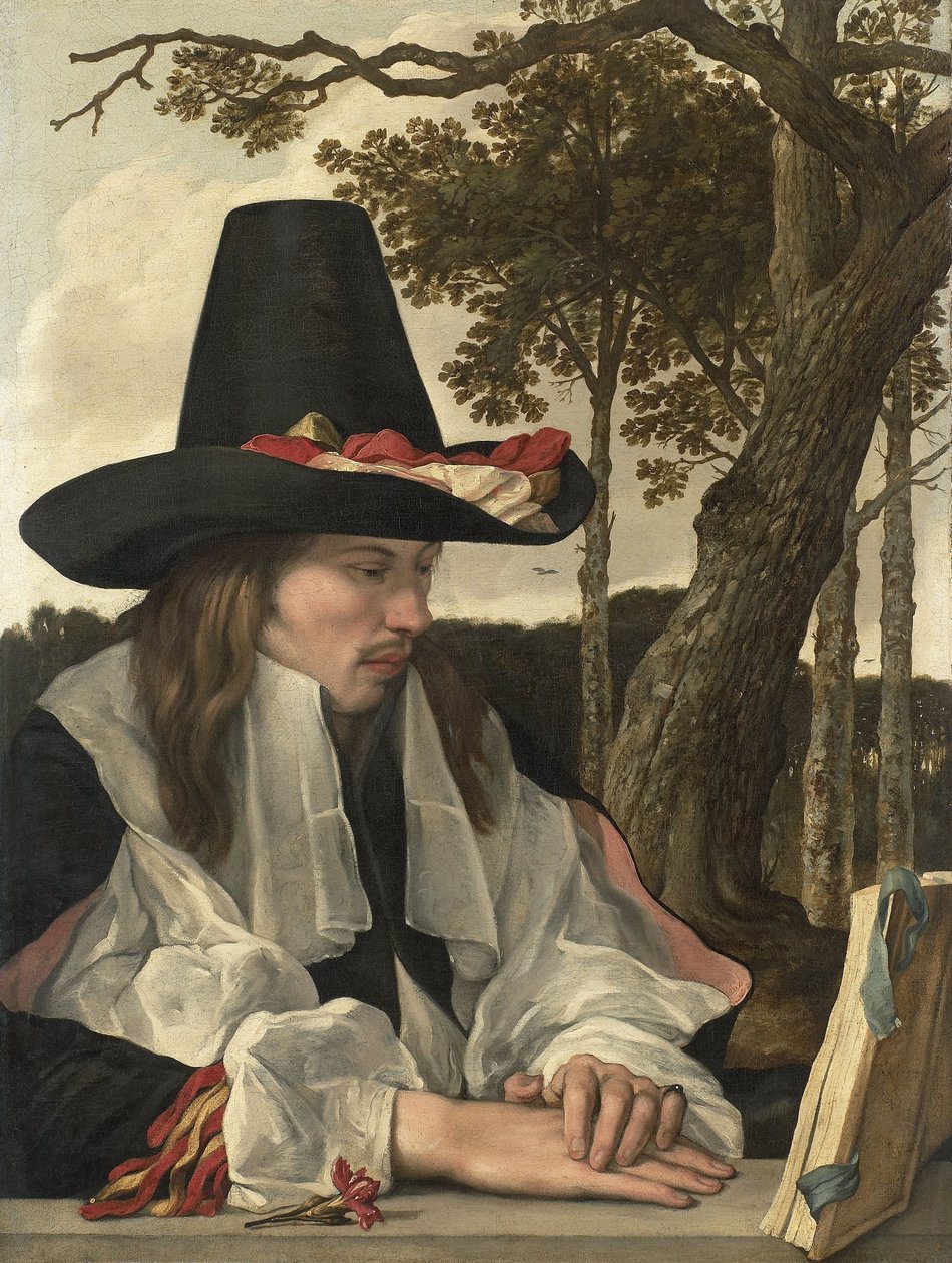A Man Reading, c.1660 (tuval üzerine yağlı boya) by Anonymous Anonymous