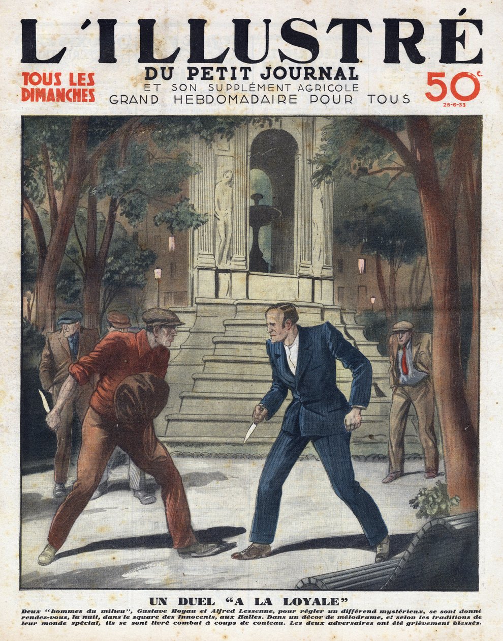 Adil bir düello: Gustave Hoyau ve Alfred Lessene, geceleri square des Innocents aux Halles