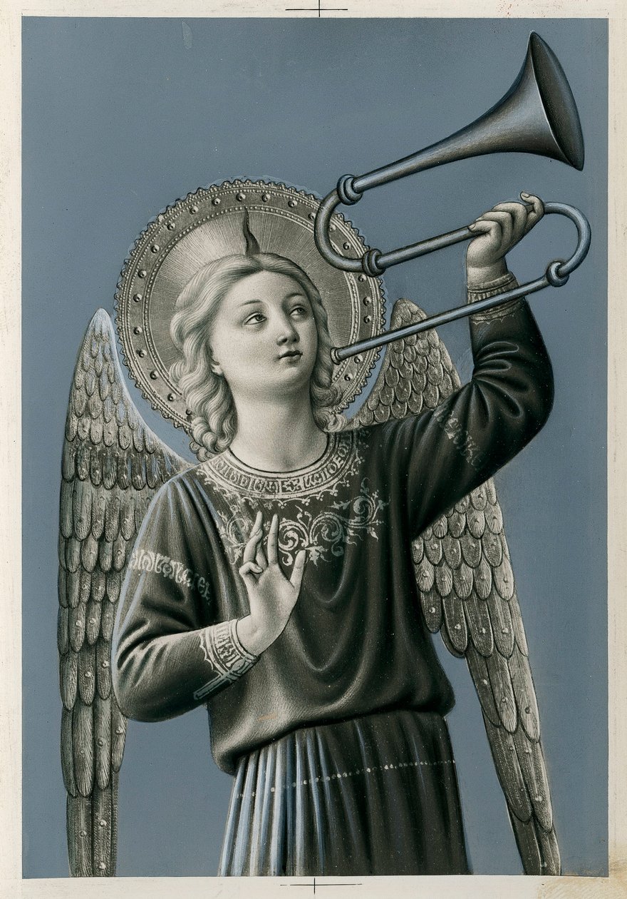 Trombon çalan bir müzisyen melek (baskı) by Anonymous Anonymous