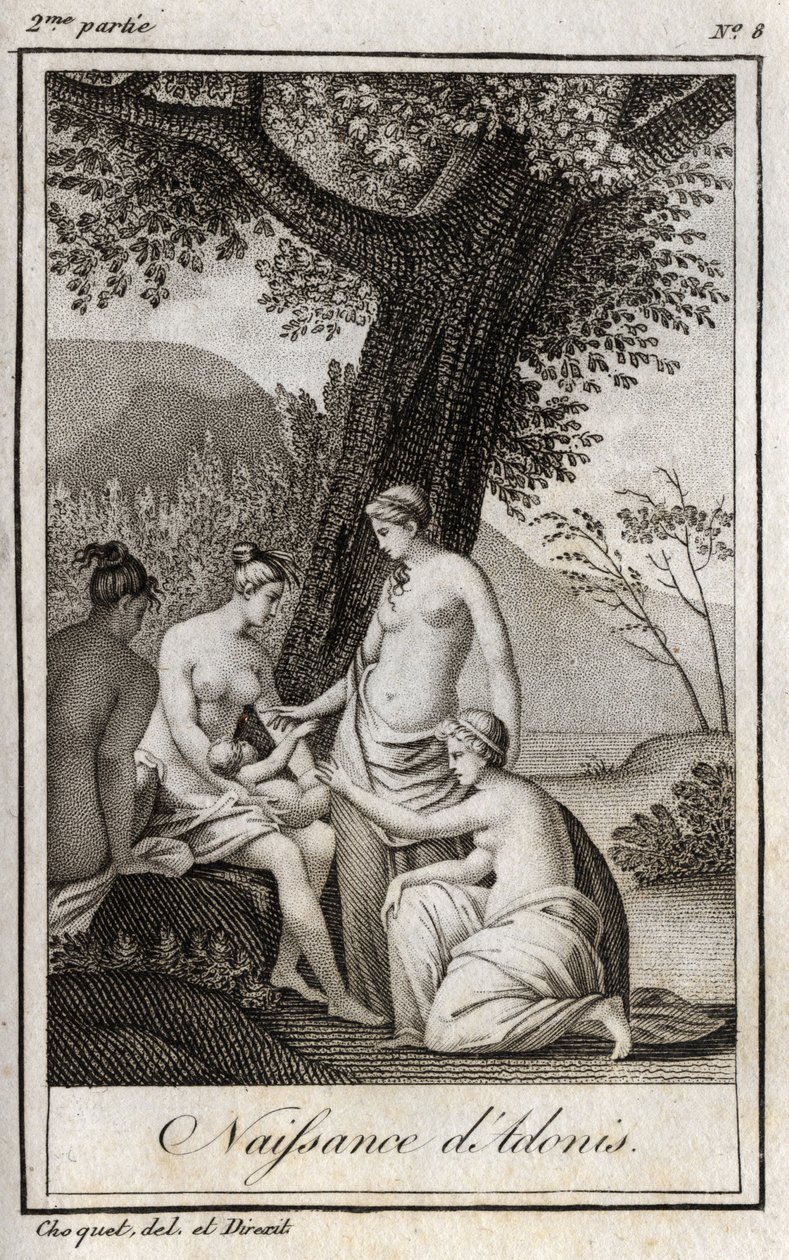 Adonis doğar. Charles Albert Demoustier (1760-1801) tarafından "Emilie
