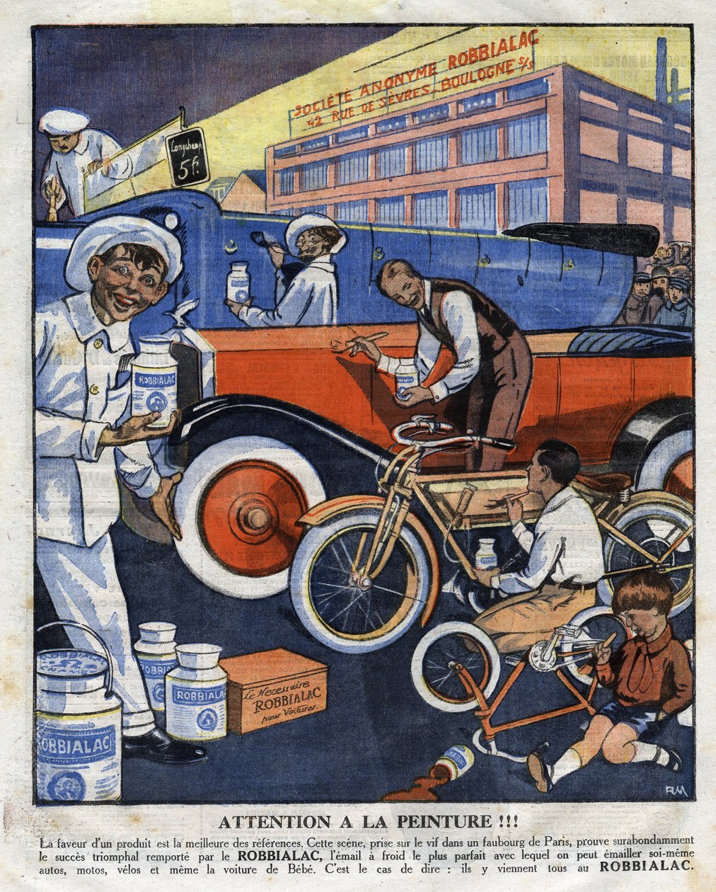Tüm kullanımlara (araba, araba, motosiklet, bisiklet) uygun Robbialac resimleri için reklam illüstrasyonu. “” Le petit dergi” den illüstrasyon 22/02/1925 Koleksiyon ayrıcalık by Anonymous Anonymous