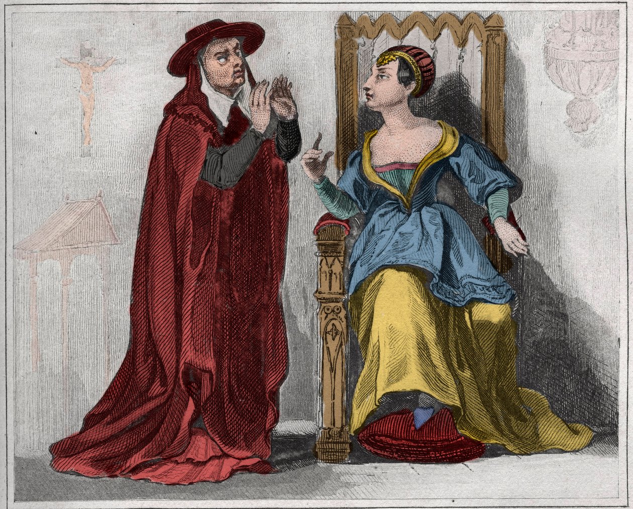 Agnes Sorel (1422-1450) (Beaute sur Marne Hanımı) (Beaute-sur-Marne) bir kardinal ile. "" Le Monde