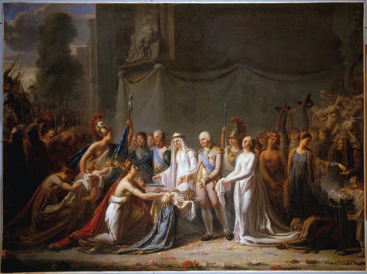 Louis XVIII#39;in 3 Mayıs 1814#39;te Paris#39;e girişinin alegorisi (tuval üzerine yağlıboya) by Anonymous Anonymous