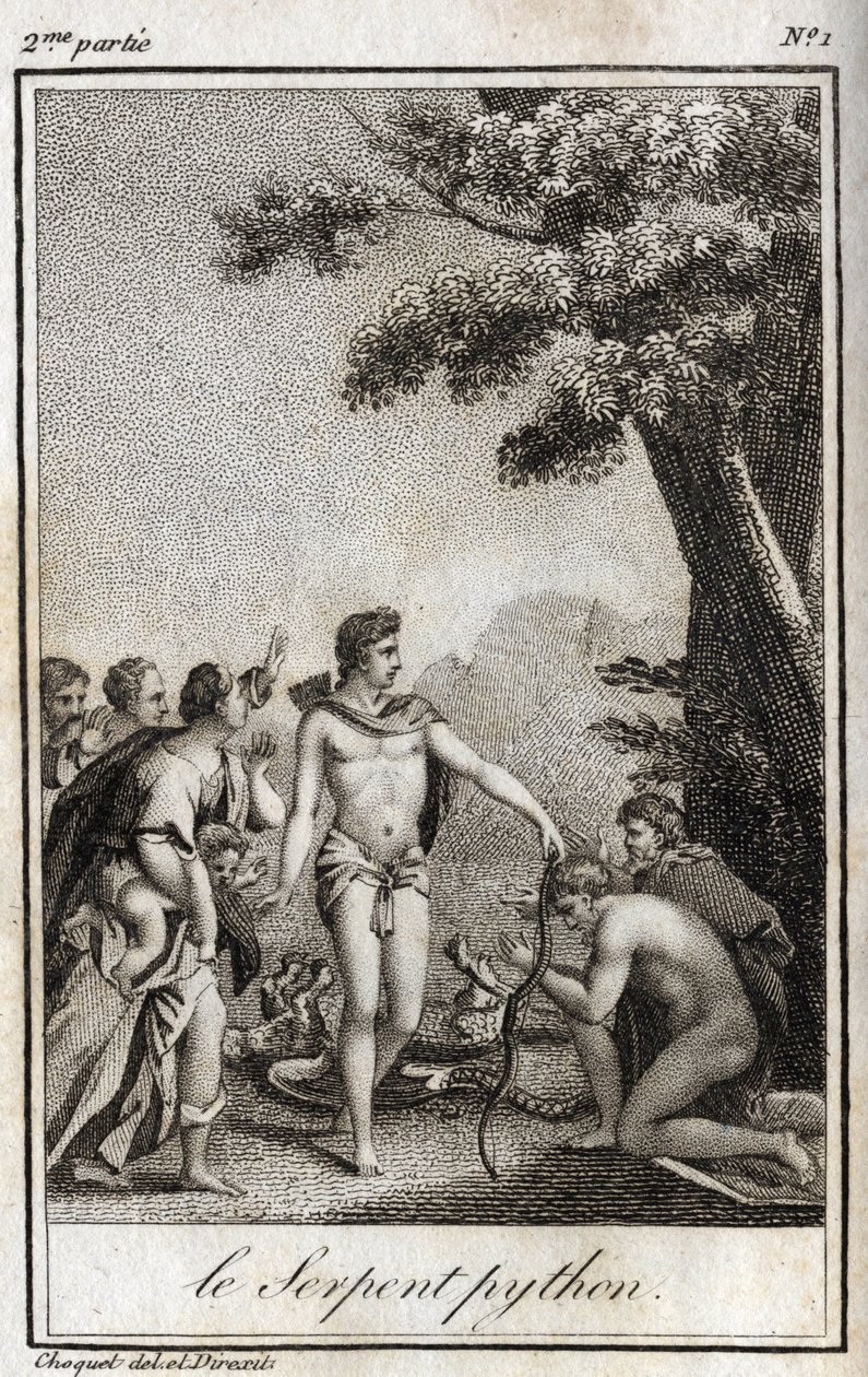 Apollo ve Python yılanı Parnassus Dağı