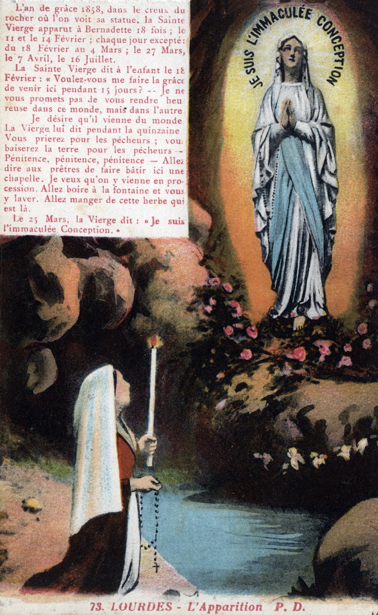 1900 civarında Lourdes - Hautes Pyrenees (65) mağarasında Meryem Ana Bernadette Soubirous