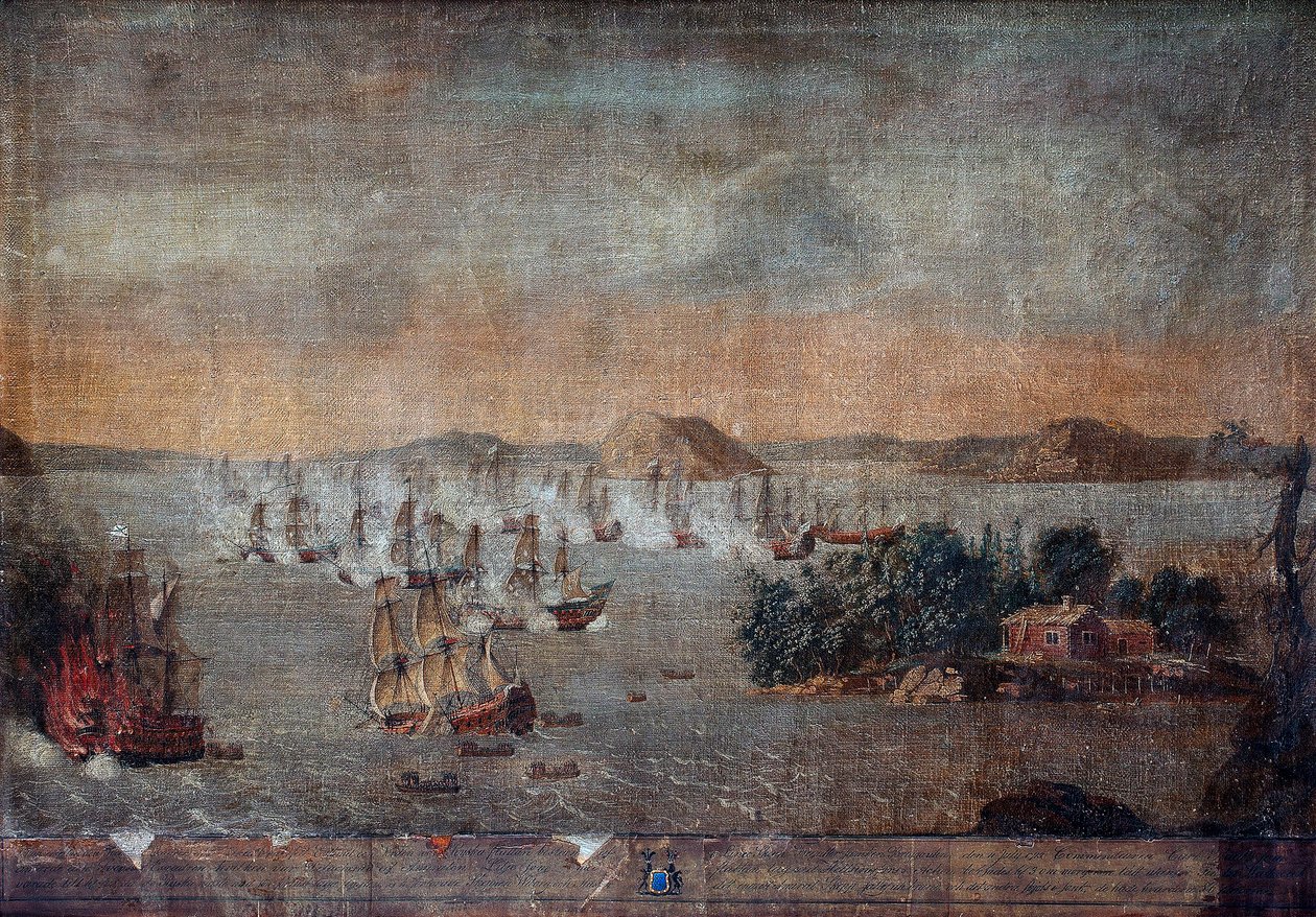 Hogland Savaşı - Büyük Kuzey Savaşı sırasında, 22 Temmuz 1713'te İsveç ve Rusya arasındaki deniz savaşı - 22 Temmuz 1713'te Hogland Savaşı - Bilinmeyen bir sanatçıya ait resim by Anonymous Anonymous