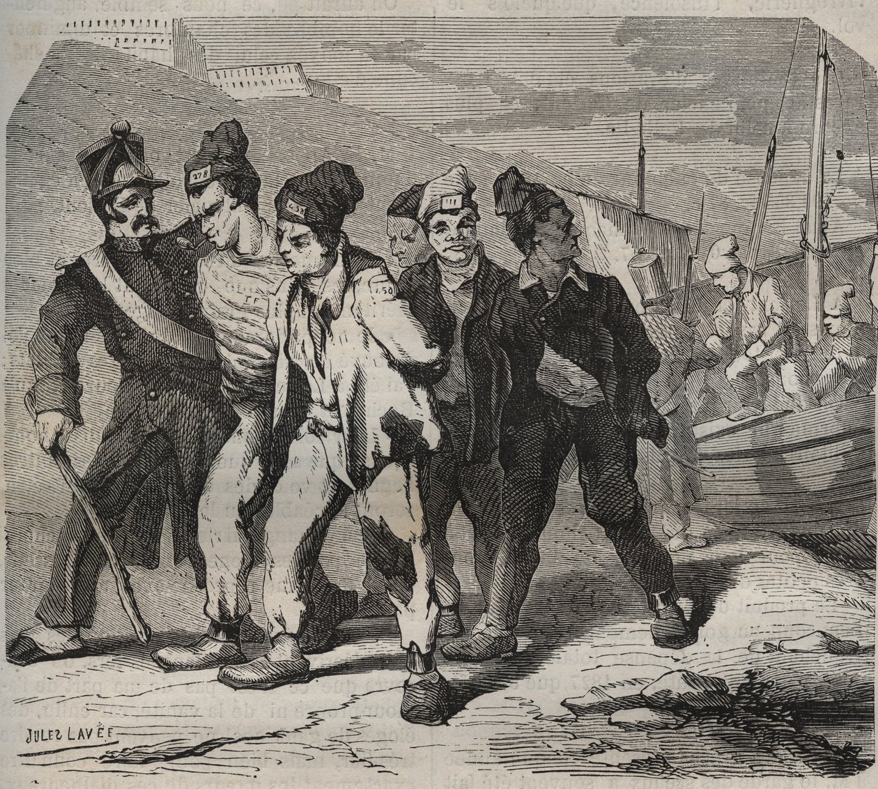 19. yüzyılda Belle-Ile-en-Mer (denizdeki güzel ada). Pierre Zaccone (1817-1895) (Colonia Penale - Ceza kolonisi) tarafından “Kuruluşlarından günümüze cezaevlerinin tarihi” (1877) adlı gravür by Anonymous Anonymous