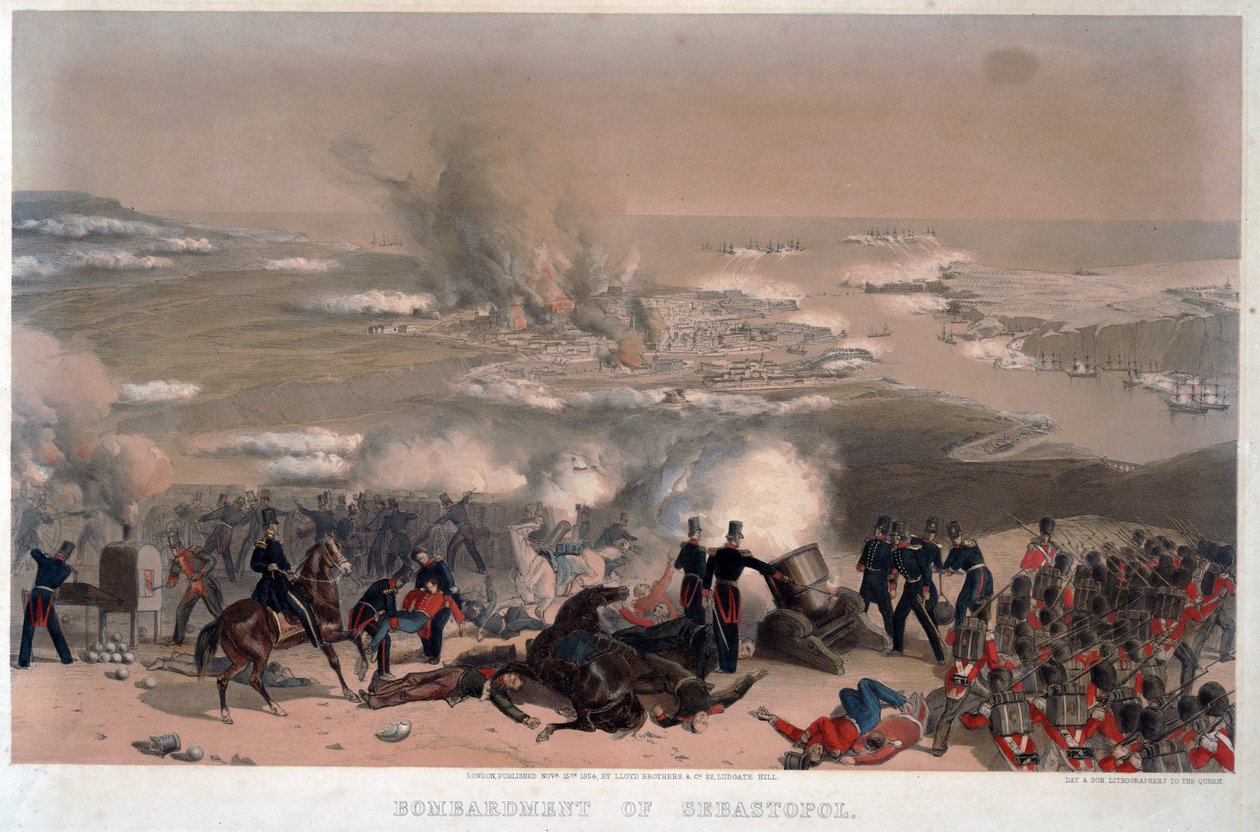 Sivastopol Bombardımanı - Anonim - 1854 - Renkli litografi - 83x117,2 - Özel Koleksiyon by Anonymous Anonymous