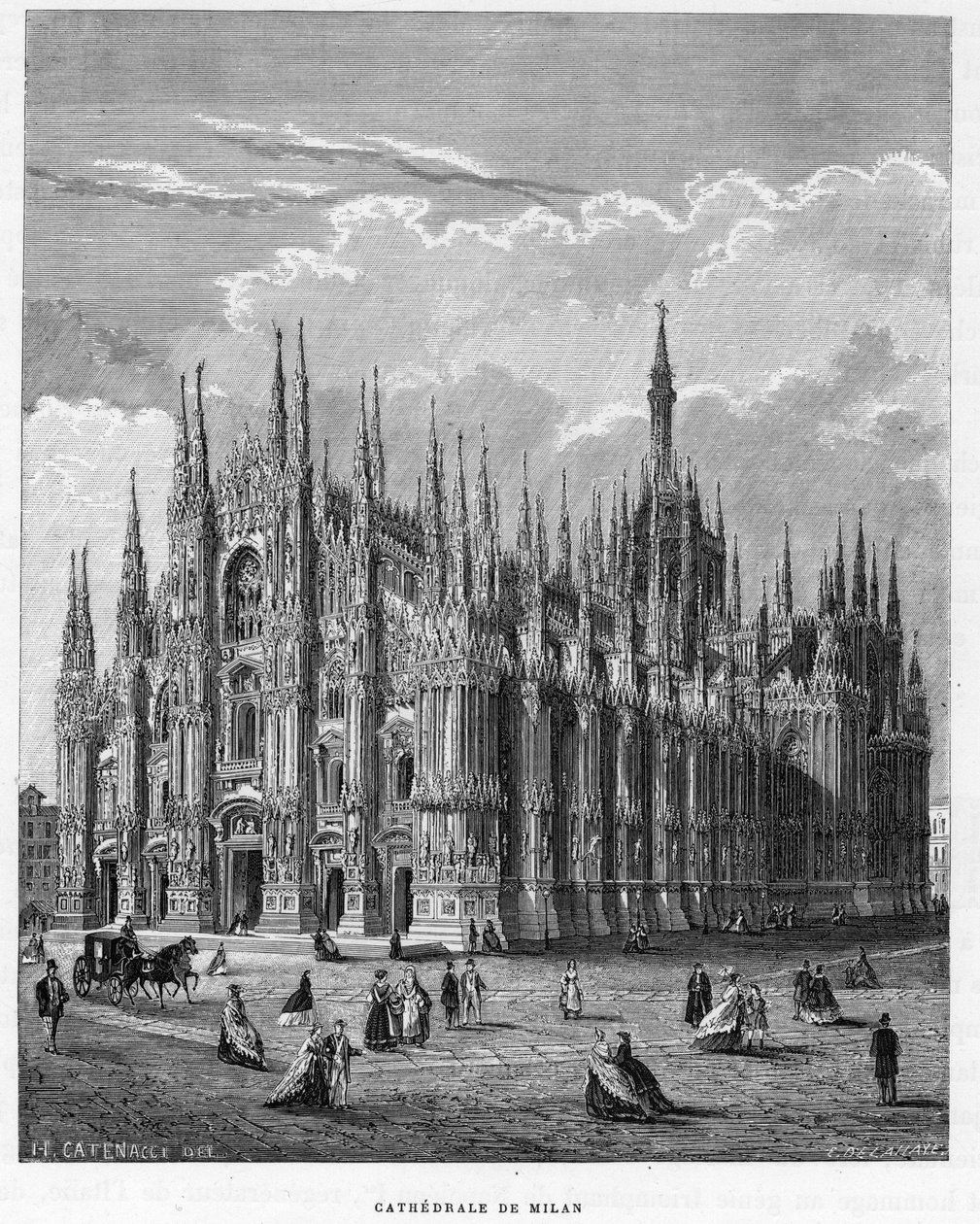 Milano Katedrali (Duomo, Milano), İtalya. Armengaud tarafından “” Avrupa galerileri - İtalya” da 1859 gravürü. Özel koleksiyon. by Anonymous Anonymous