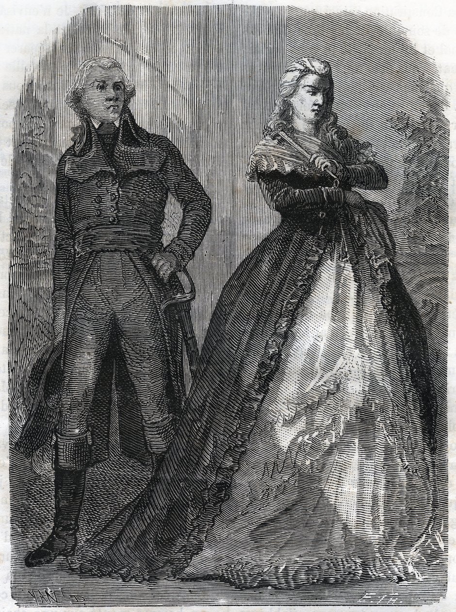 Charles Francois du Perier dit Dumouriez (1739-1823), Kraliçe Marie Antoinette (1755-1793) ile Fransız general. Adolphe Thiers