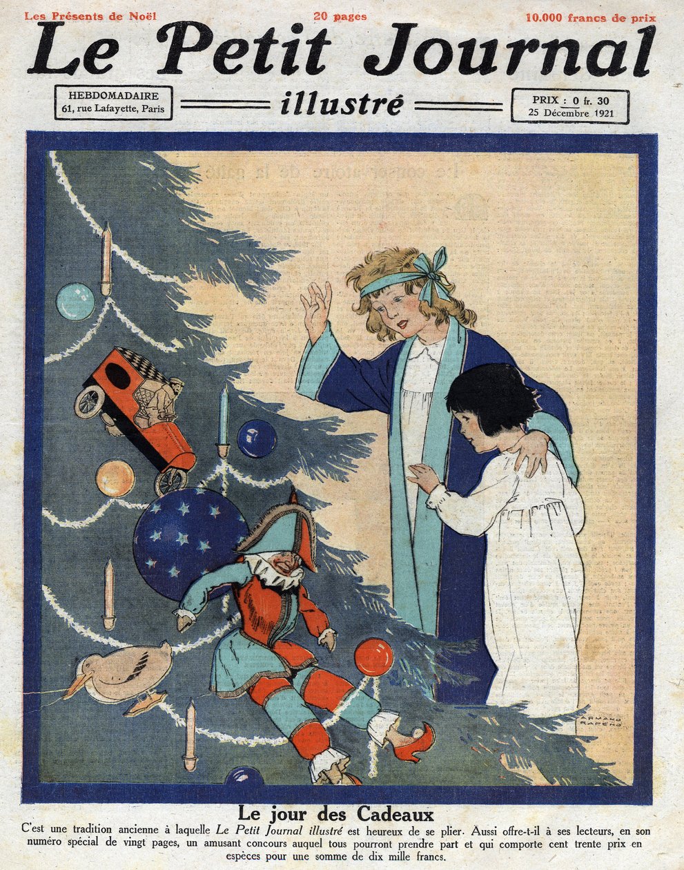 Noel partisi: Çocuklar Noel ağacının dibinde hediyeler keşfederler. 25/12/1921 Koleksiyon privee