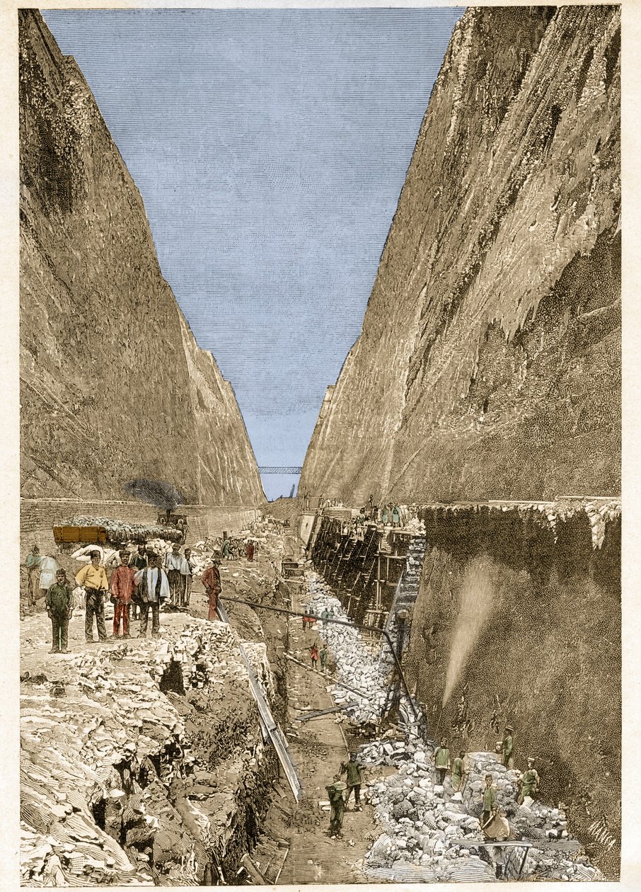 Korint Kanalı İnşaatı 1893 -gravür - Korint Kanalı İnşaatı. by Anonymous Anonymous
