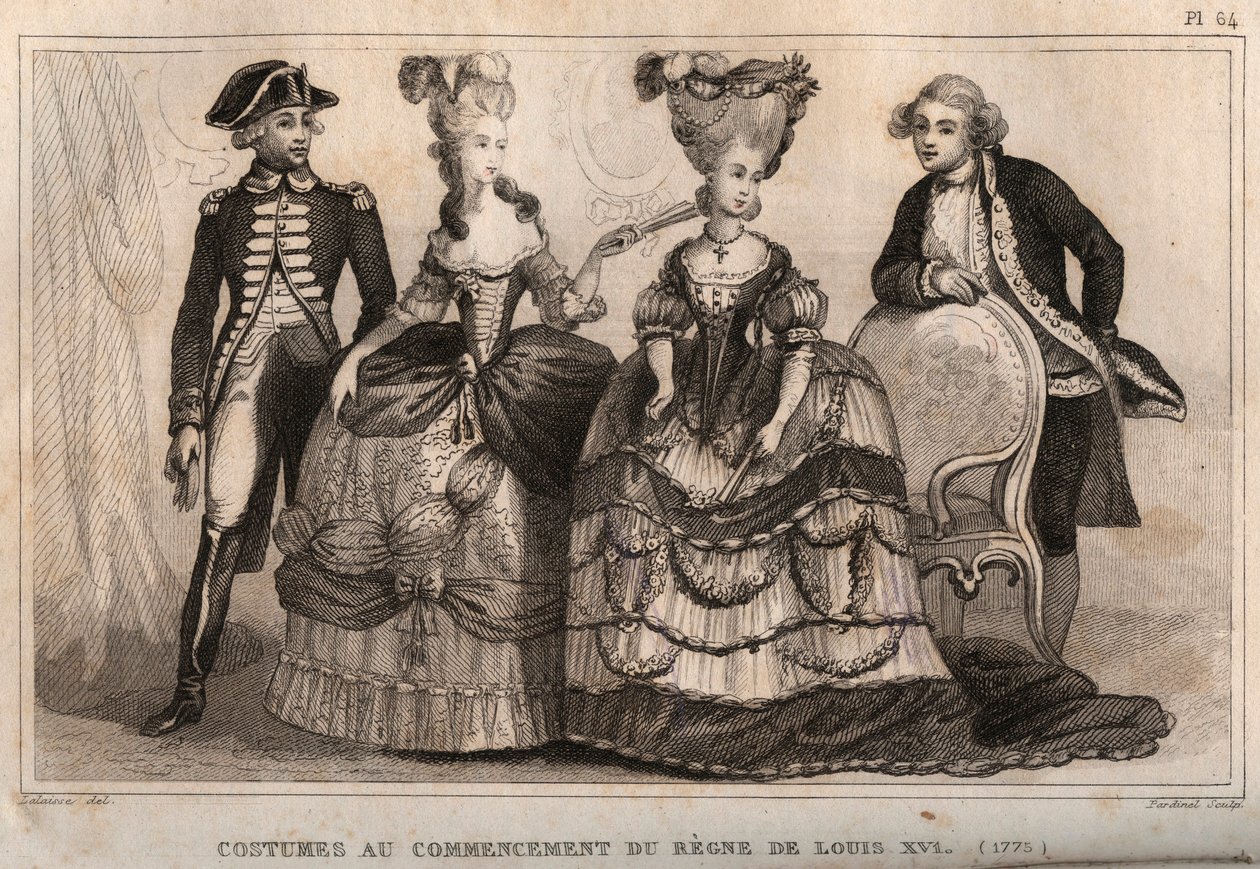 Louis XVI (1775) saltanatının başlangıcındaki kostümler. "" Le Monde