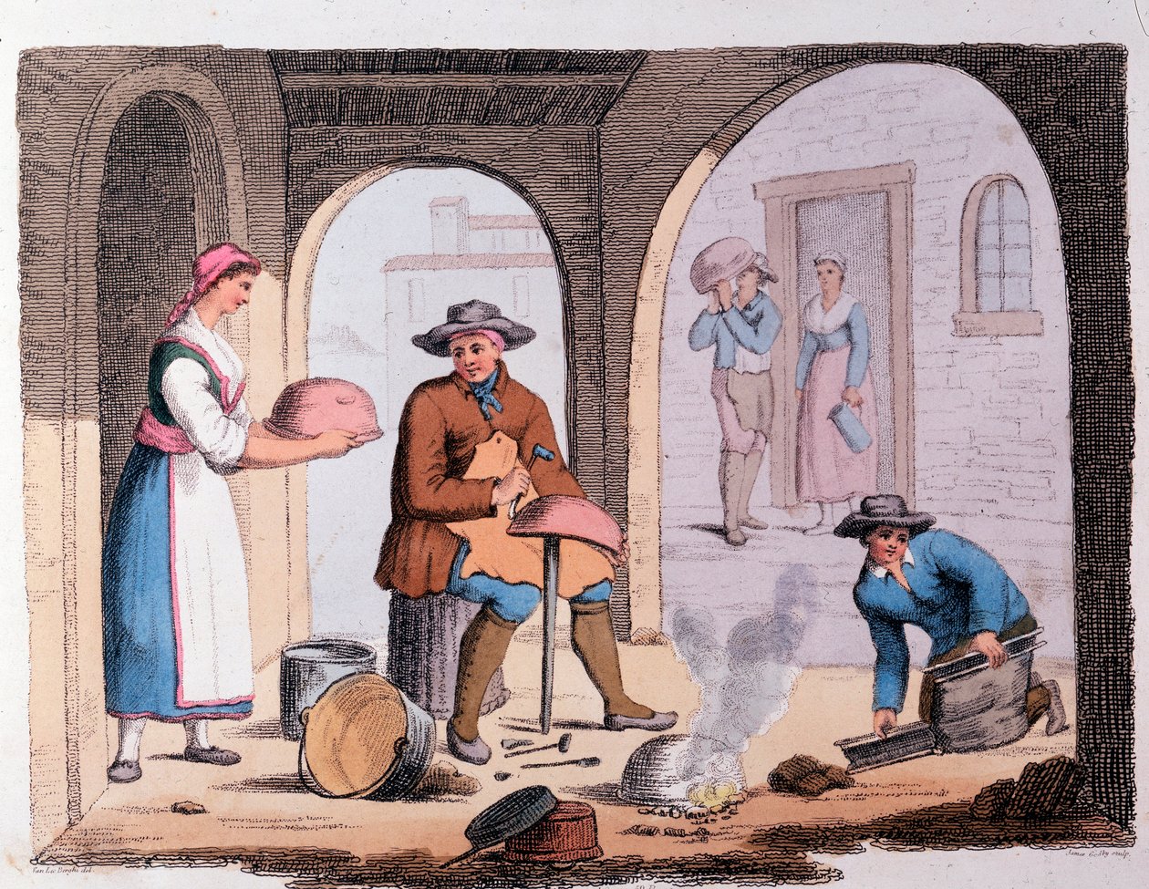 El sanatları: kazan üreticisi. 19. yüzyıl gravürü Özel koleksiyon by Anonymous Anonymous