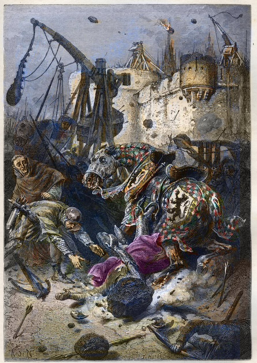 Montfort'lu Simon IV'ün (1150-1218) Ölümü Fransız aristokrat, 1218'de Toulouse koltuğunda - Simon de Montfort'un Toulouse Savaşı sırasında ölümü, 25 Haziran by Anonymous Anonymous