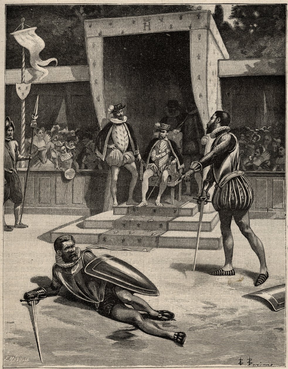 Francois de Vivonne de la Chataigneraie ile Guy de Chabot arasındaki düello, Baron de Jarnac Saint Germain en Laye, Fransa 10 Temmuz by Anonymous Anonymous