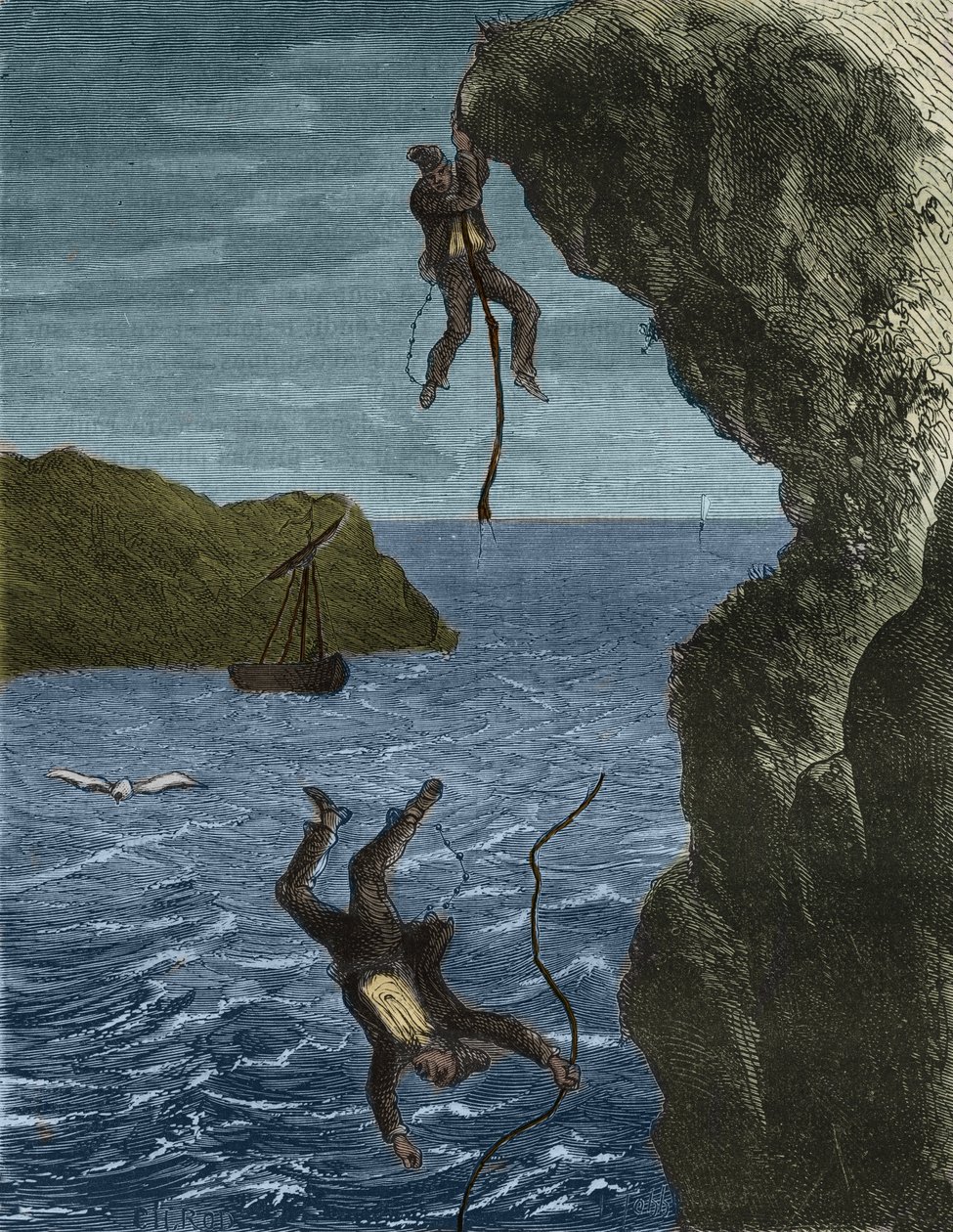 19. yüzyılda Belle-Ile-en-Mer (denizdeki güzel ada) hapishanesinden iki kuvvetin kaçışı. Pierre Zaccone (1817-1895) (Colonia Penale - Ceza kolonisi). Özel koleksiyon by Anonymous Anonymous