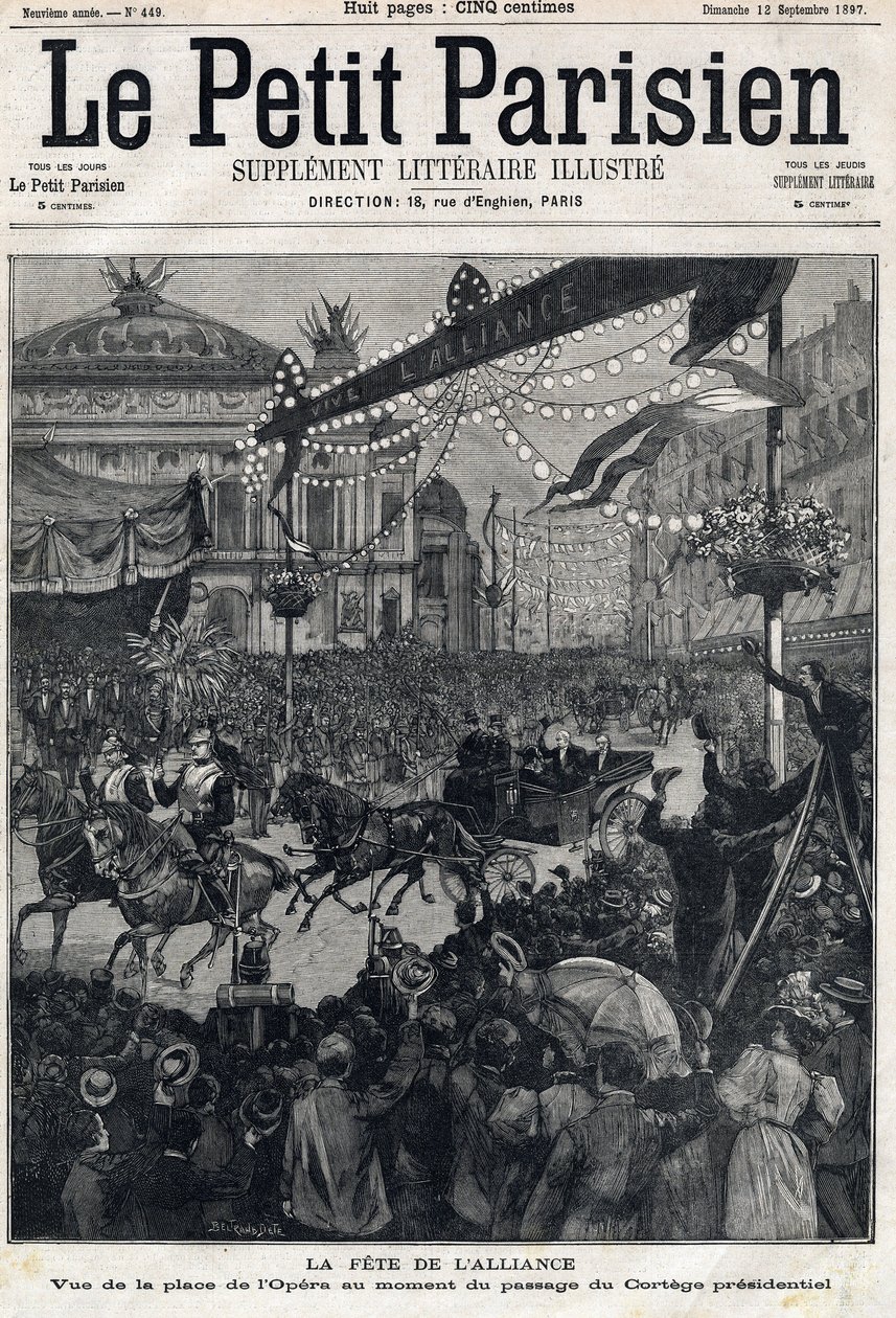 Fransız-Rus İttifakı Bayramı (Fransız-Rus): Felix Faure Başkanlık Kortejinin (1841-1899) geçişi sırasında Opera Meydanı