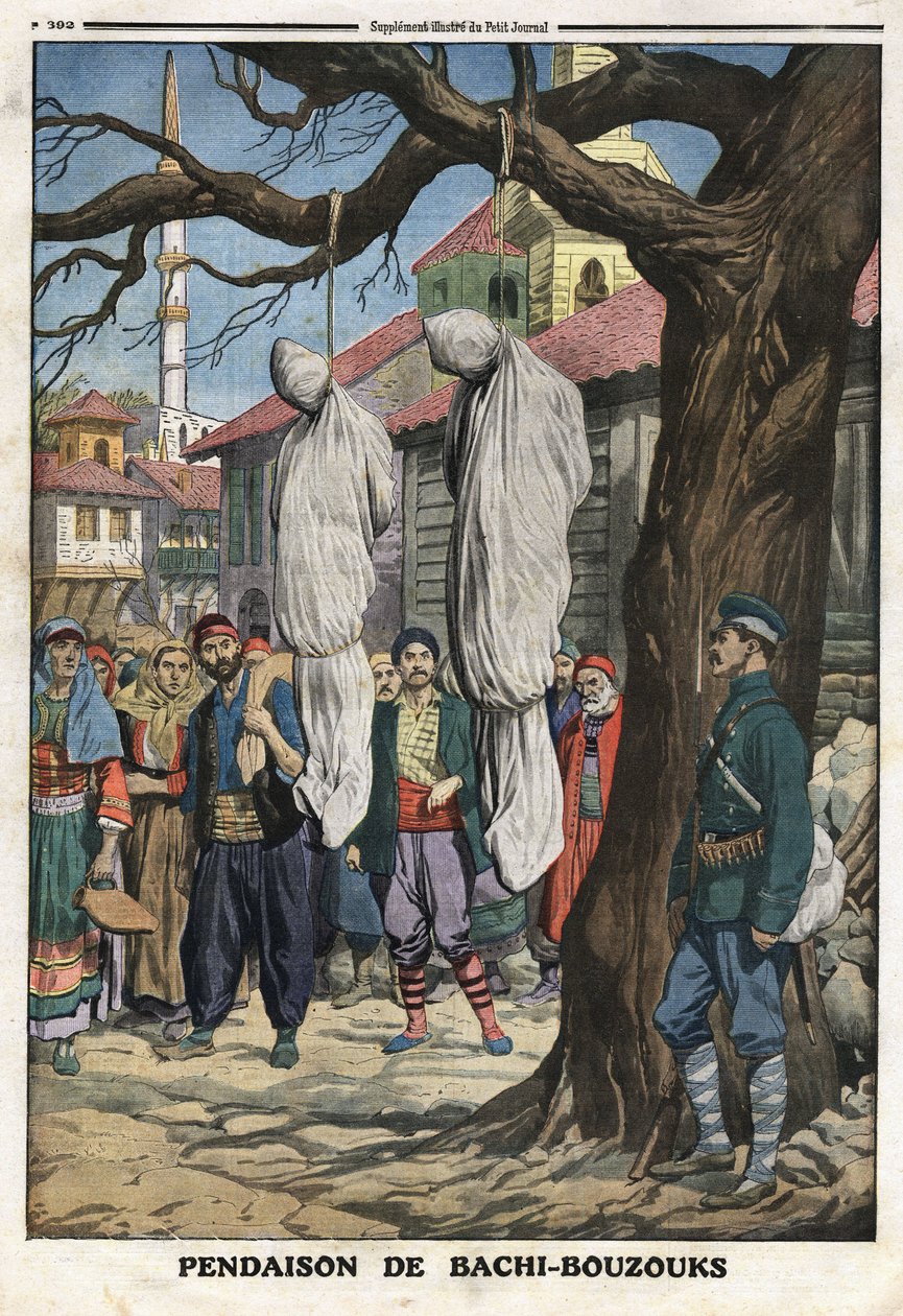 Birinci Balkan Savaşı (Balkan): Bulgar ordusu tarafından Ketcheukeli köyünde yakalanan Osmanlı ordusunun paralı atlıları, soyguncuları ve yağmacıları Bachibuzuk