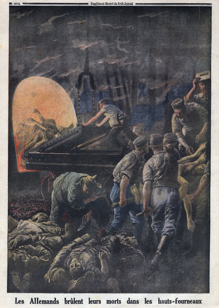 Birinci Dünya Savaşı 1914-1918 (14-18 Savaşı). Almanlar ölü askerleri fırınlarda yakar. 23/04/1916 tarihli “Le Petite Journal”da. Özel koleksiyon by Anonymous Anonymous
