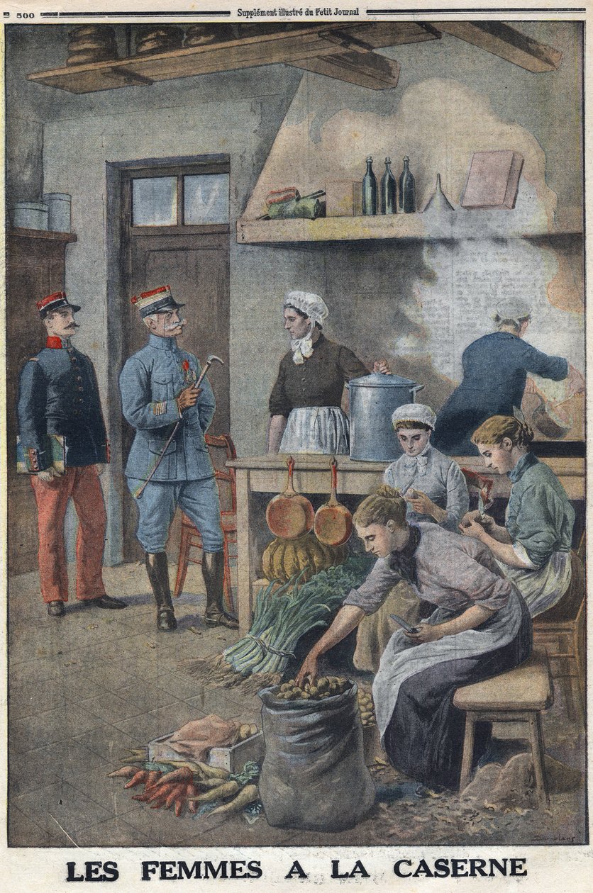 Birinci Dünya Savaşı 1914-1918 (14-18 Savaşı). Kışla mutfaklarında yemek hazırlayan kadınlar. Patates corvee